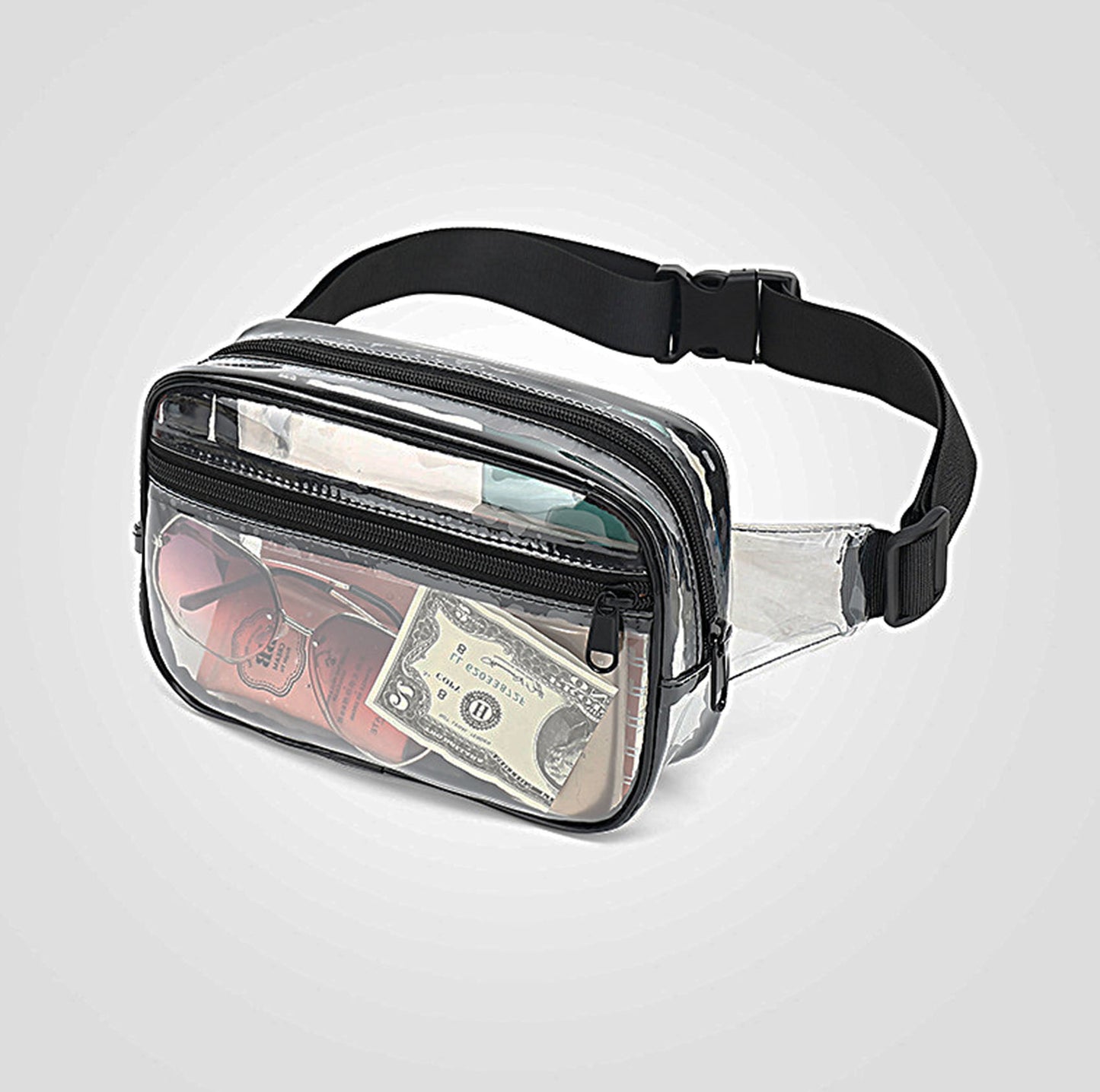 Approved stadium clear fanny pack for concerts sports beach,clear crossbody belt bag 0.4MM PVC