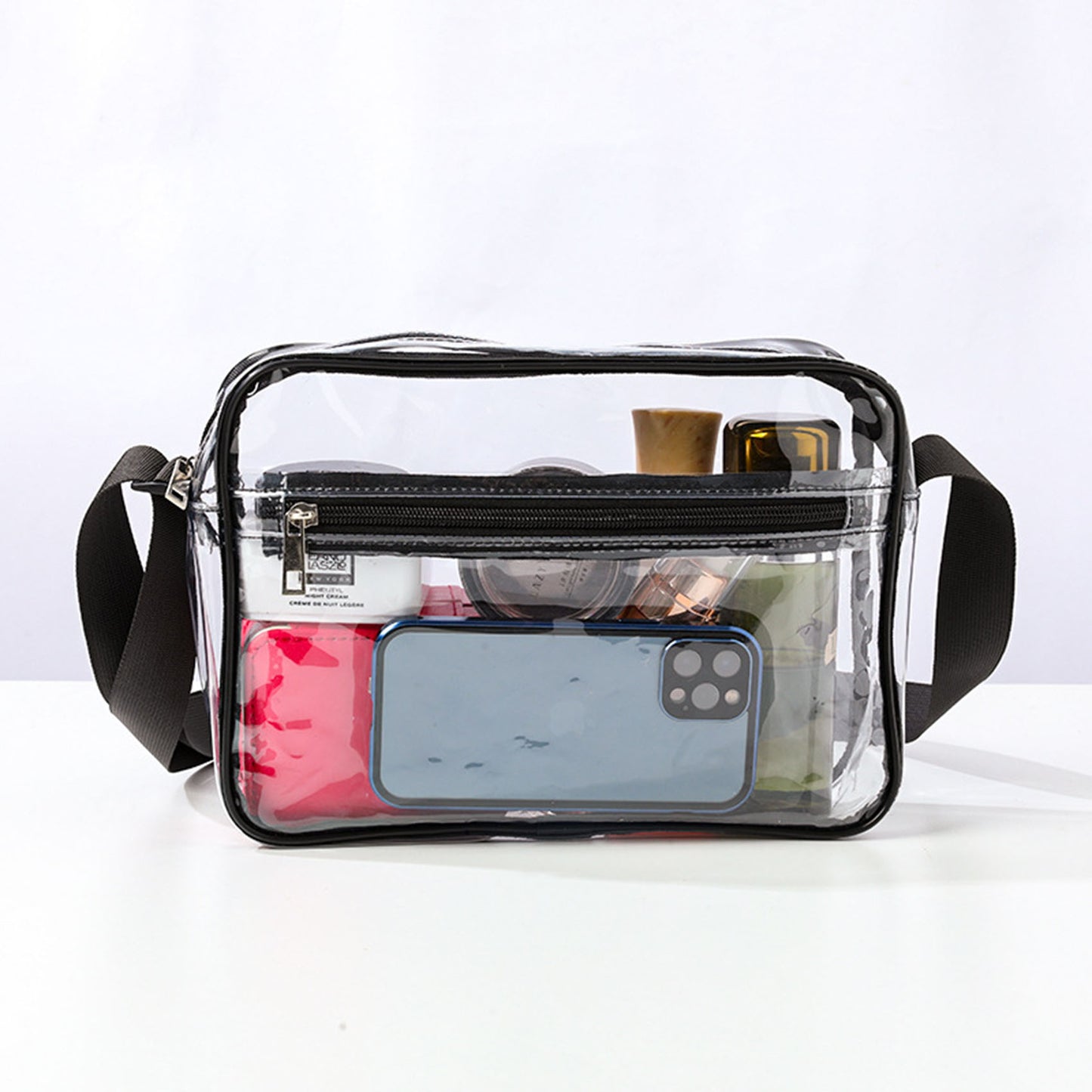Approved stadium clear fanny pack for concerts sports beach,clear crossbody belt bag 0.4MM PVC