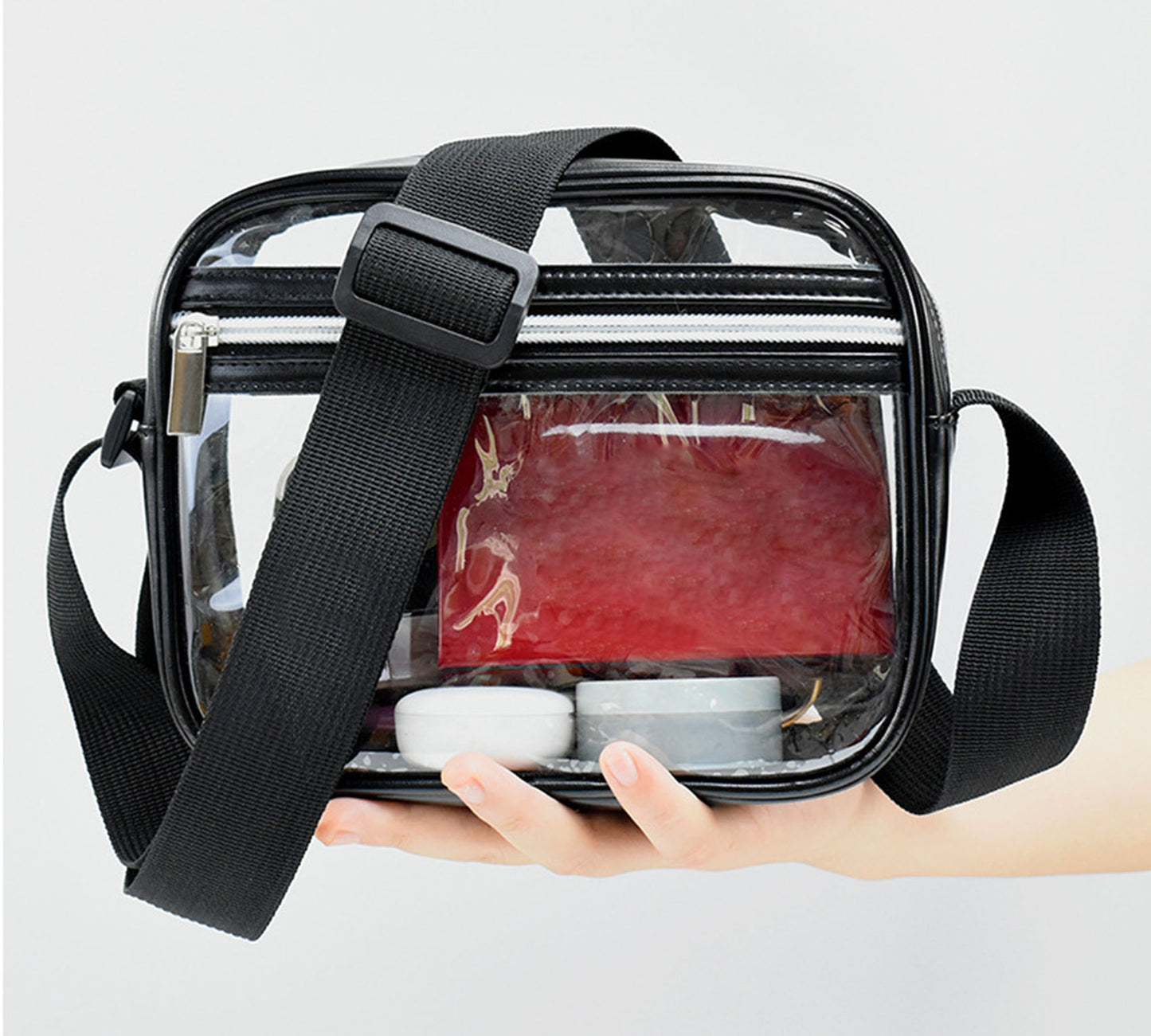 Approved stadium clear fanny pack for concerts sports beach,clear crossbody belt bag 0.4MM PVC