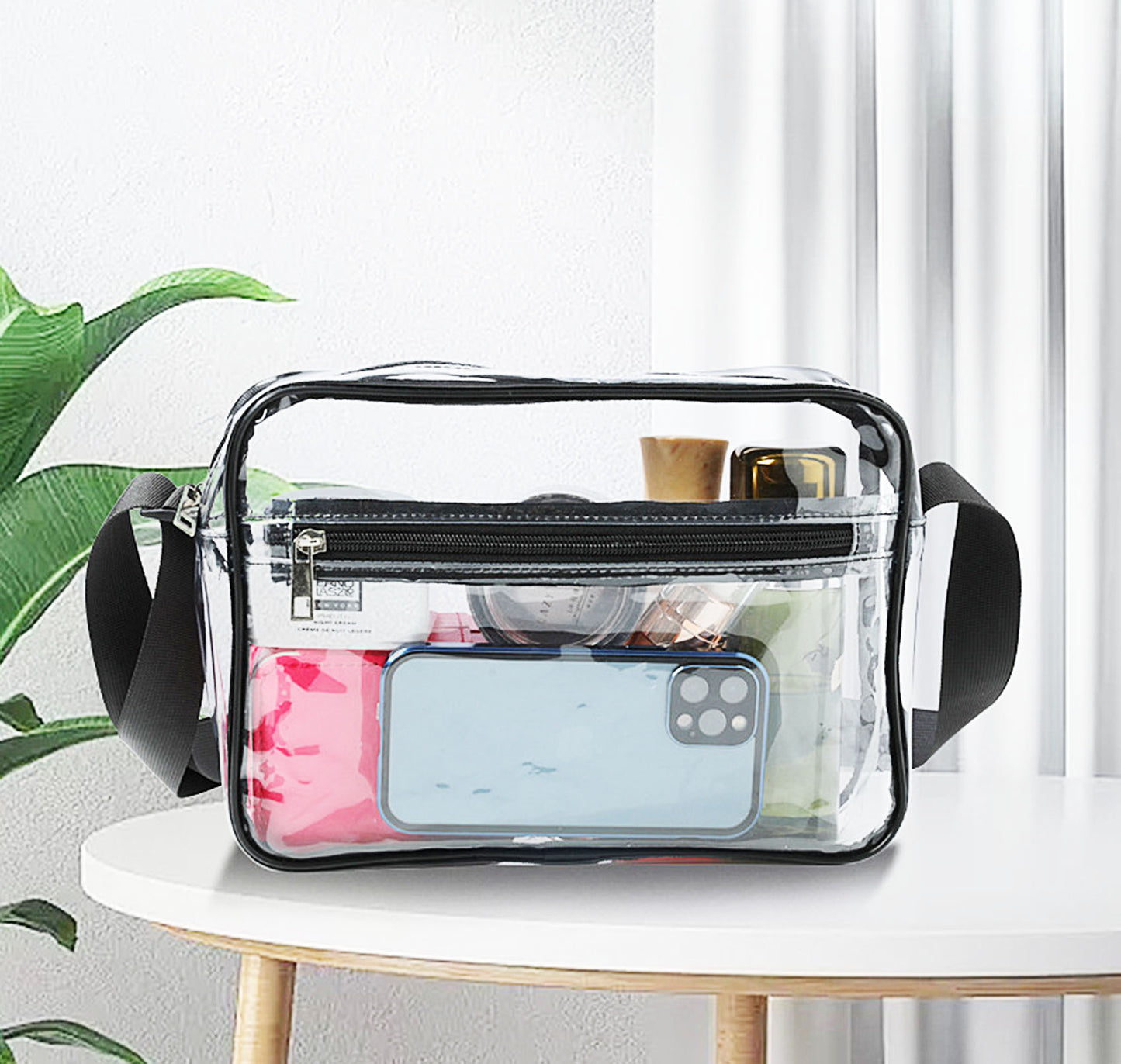 Approved stadium clear fanny pack for concerts sports beach,clear crossbody belt bag 0.4MM PVC