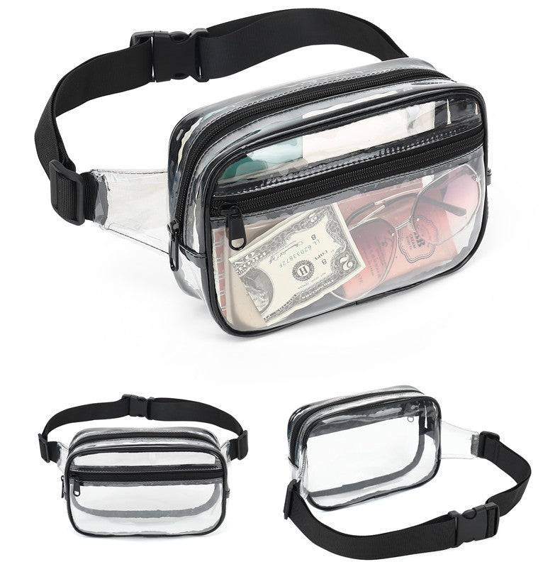 Approved stadium clear fanny pack for concerts sports beach,clear crossbody belt bag 0.4MM PVC