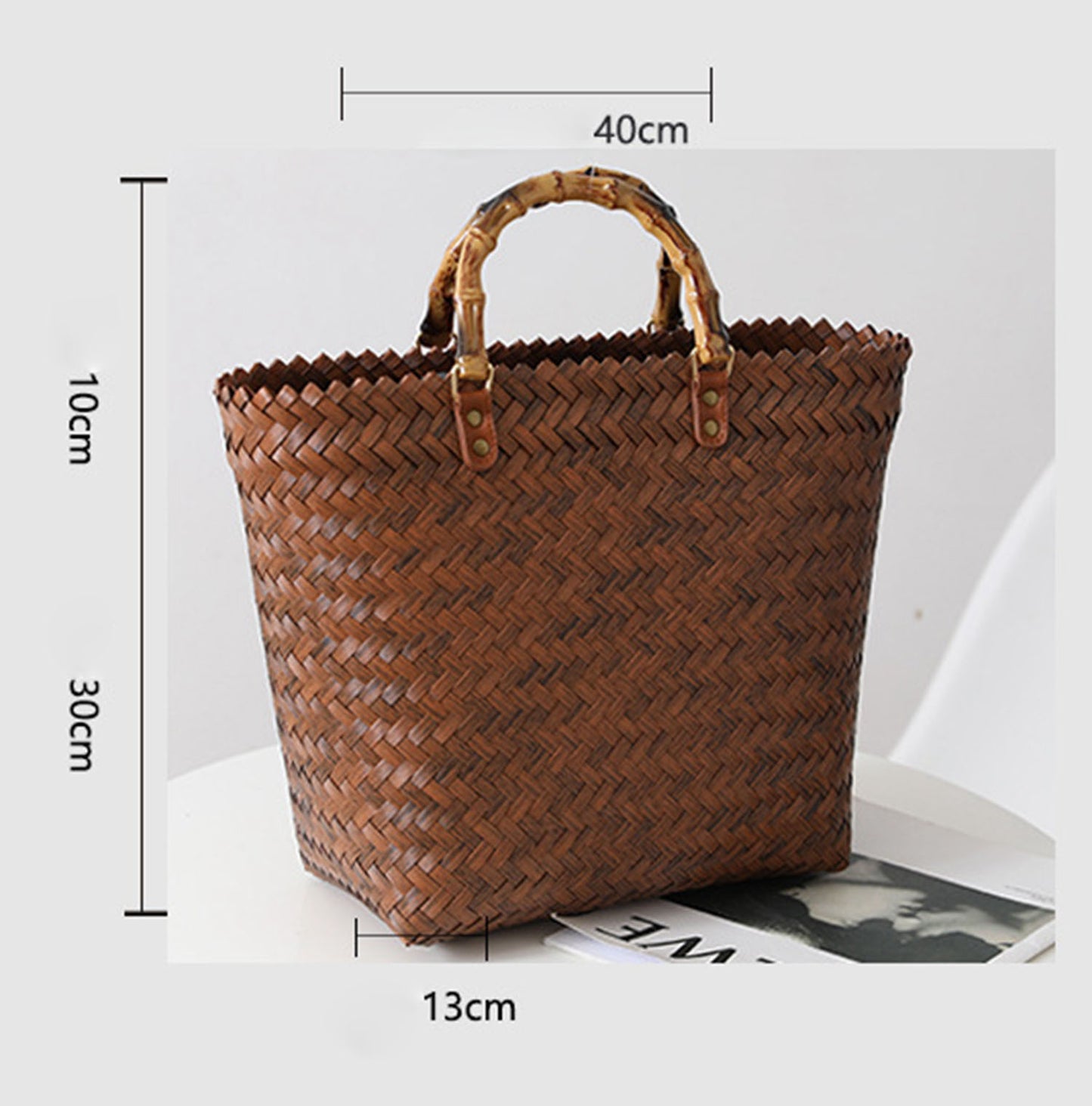 Brown straw handmade handbag HB2400014