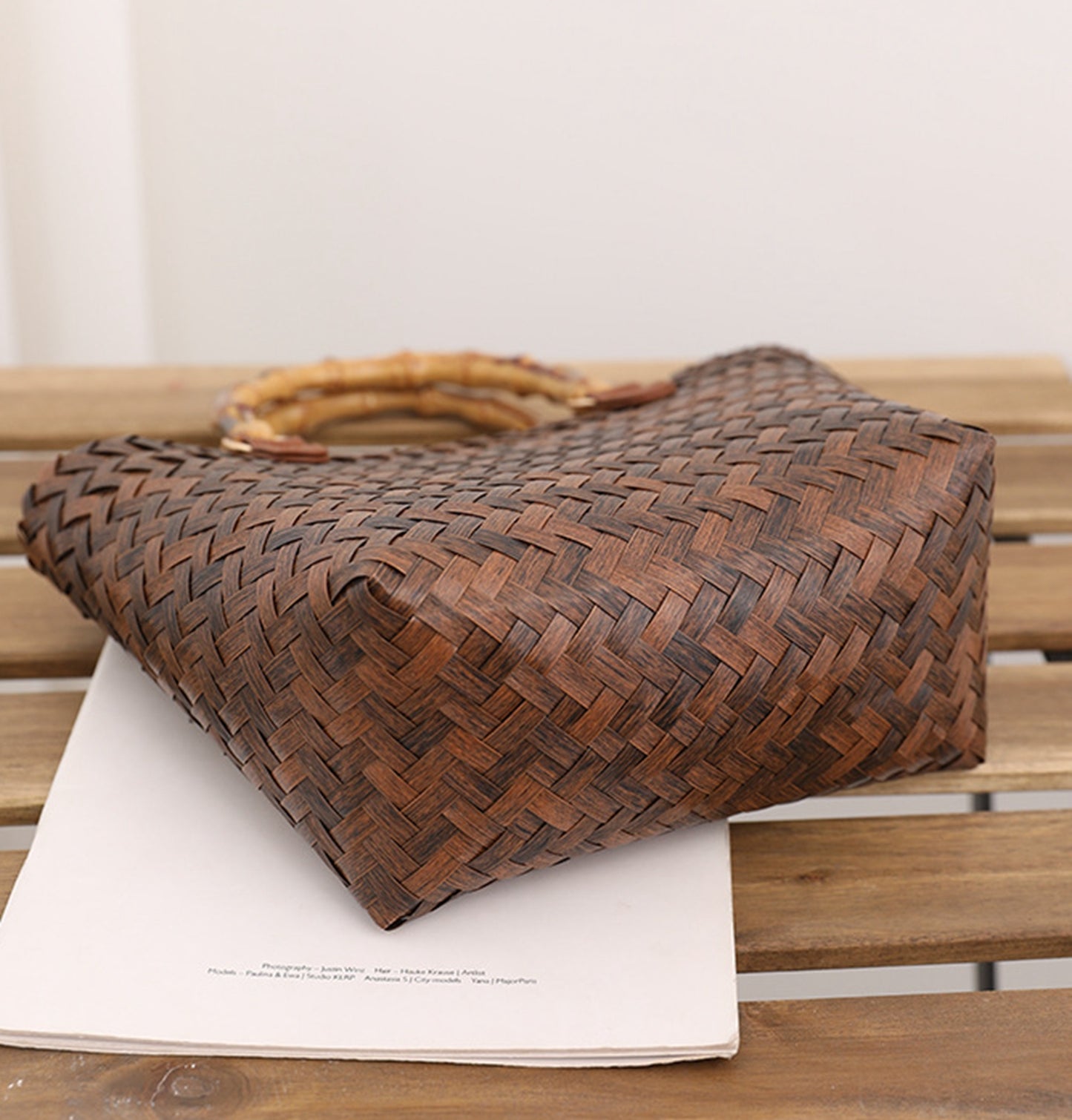 Brown straw handmade handbag HB2400014