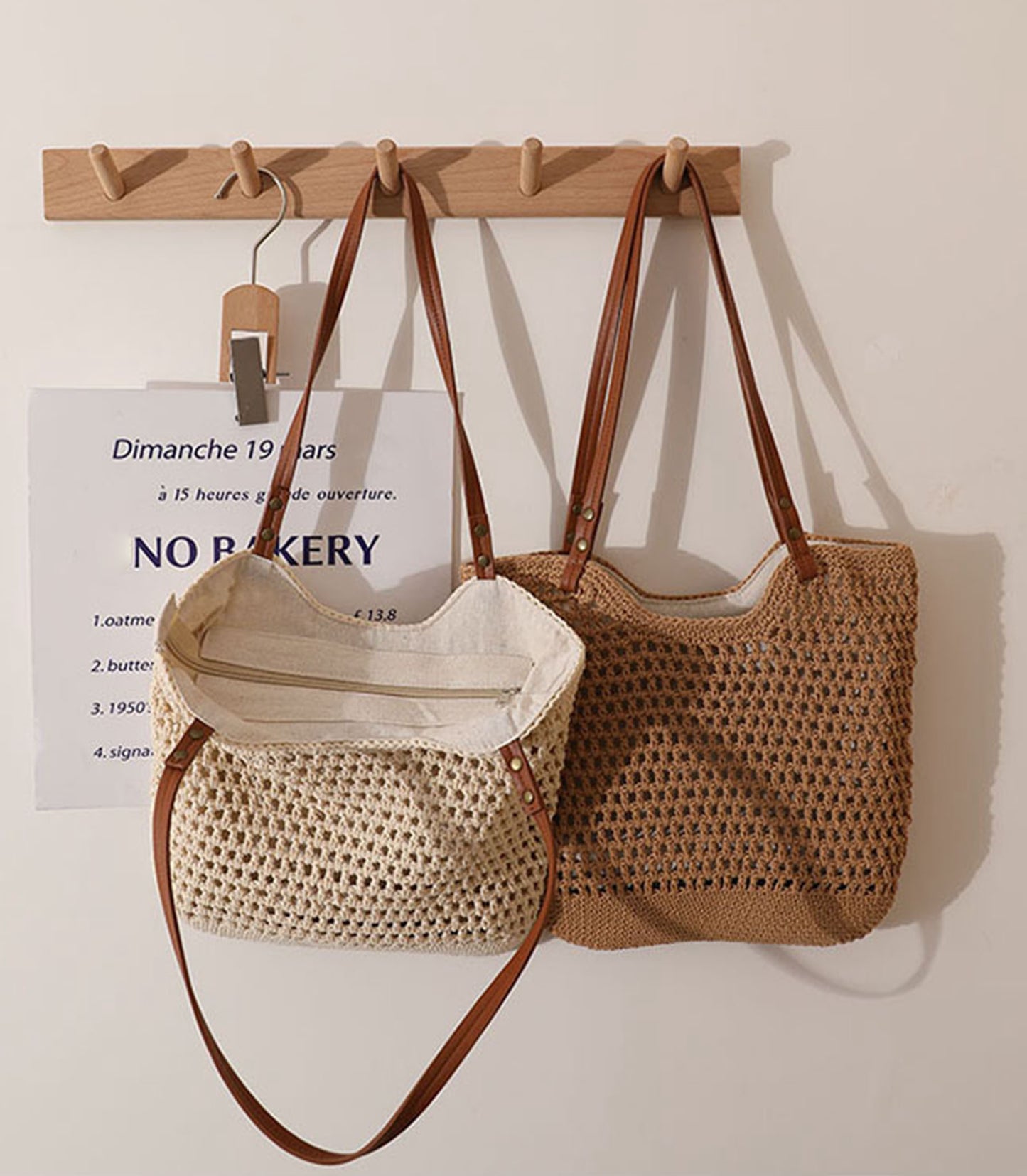 Handmade yarn knitted summer beach tote handbag HB2400023
