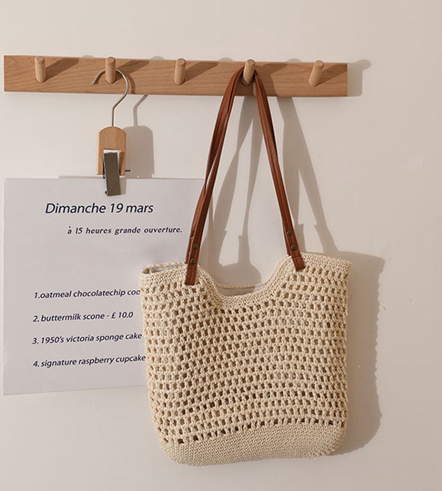Handmade yarn knitted summer beach tote handbag HB2400023