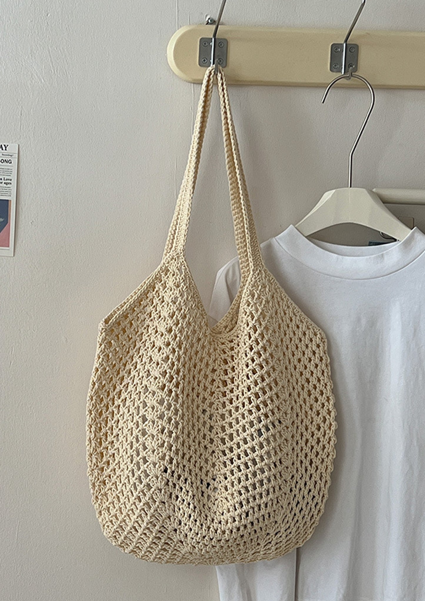Handmade yarn knitted summer beach tote handbag HB2400023