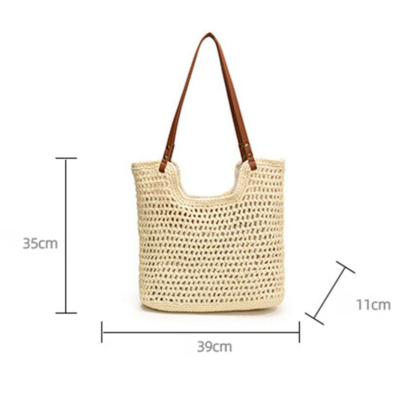 Handmade yarn knitted summer beach tote handbag HB2400023