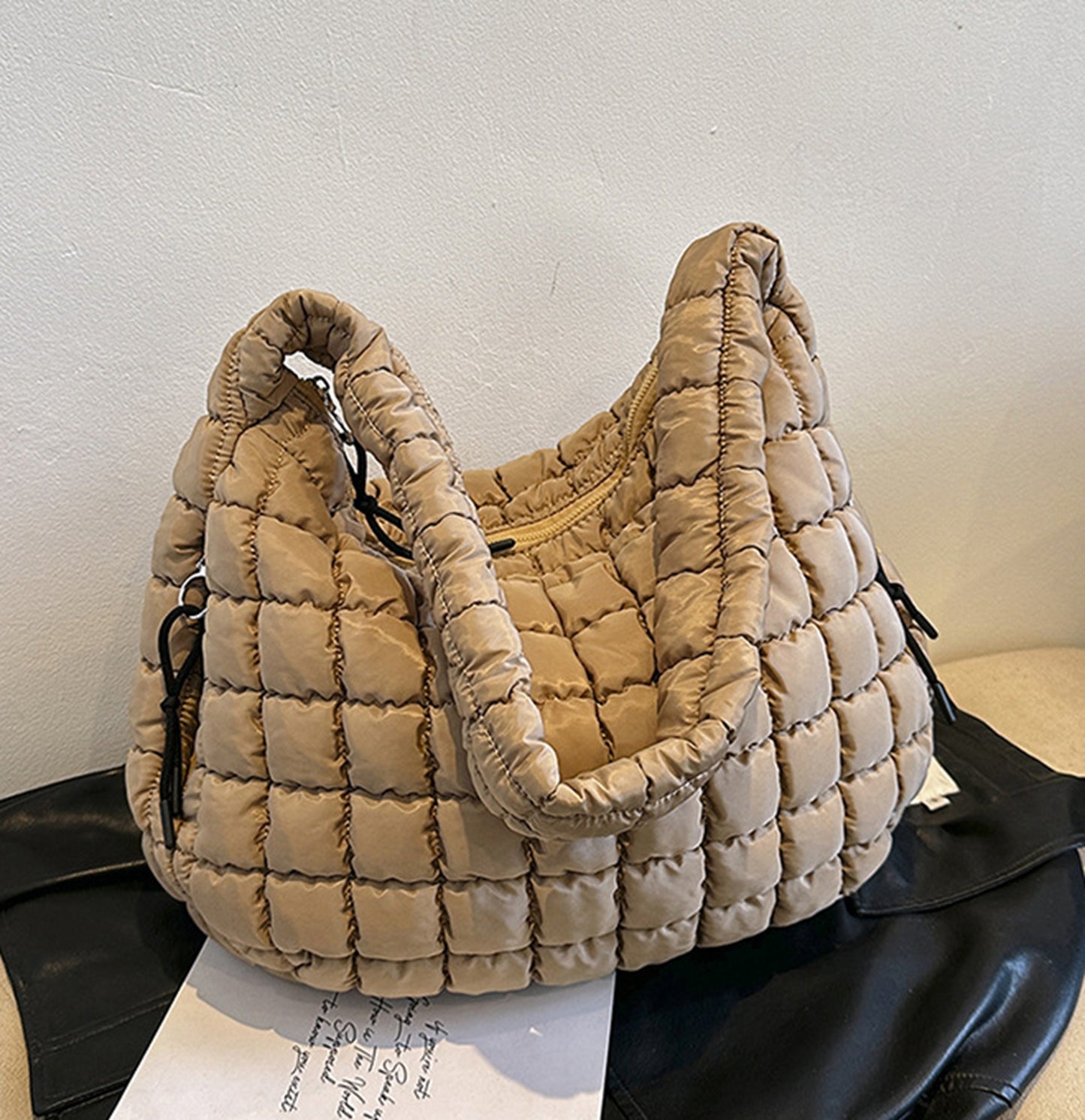 Hot pink quilted puffy  crossbody shoulder bag HB2400026