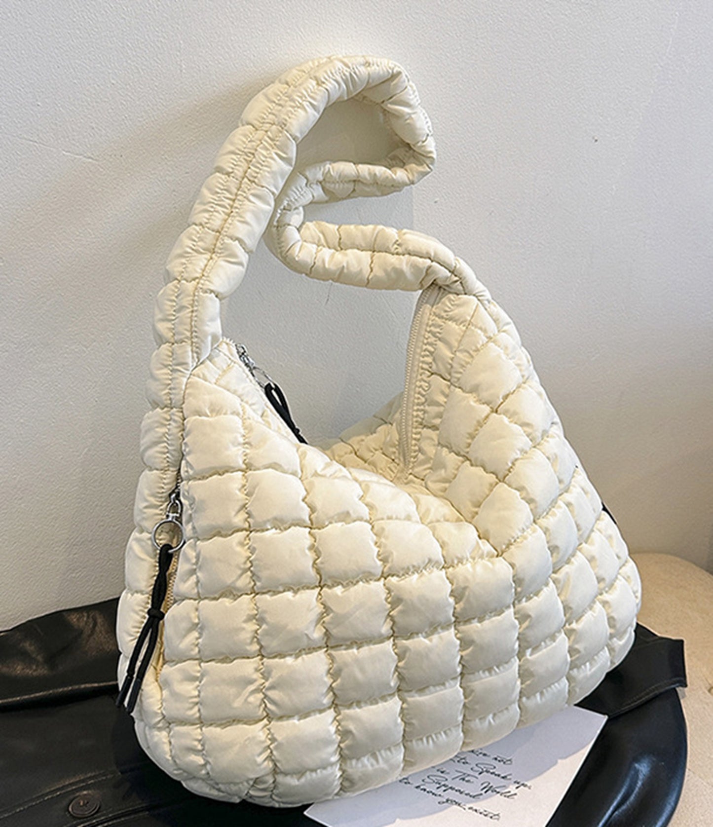Hot pink quilted puffy  crossbody shoulder bag HB2400026