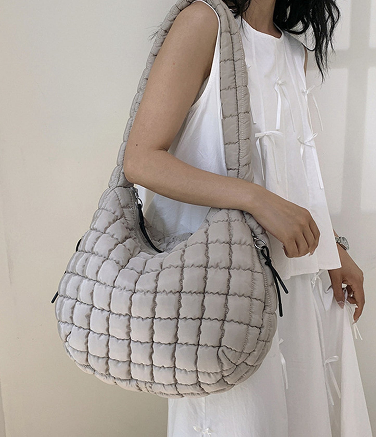 Hot pink quilted puffy  crossbody shoulder bag HB2400026