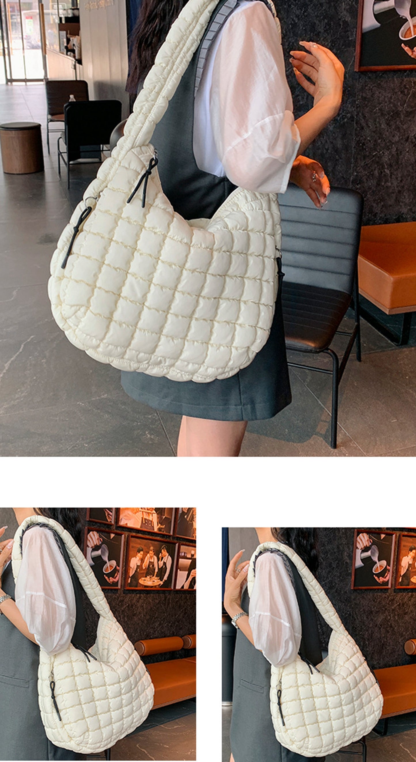Hot pink quilted puffy  crossbody shoulder bag HB2400026
