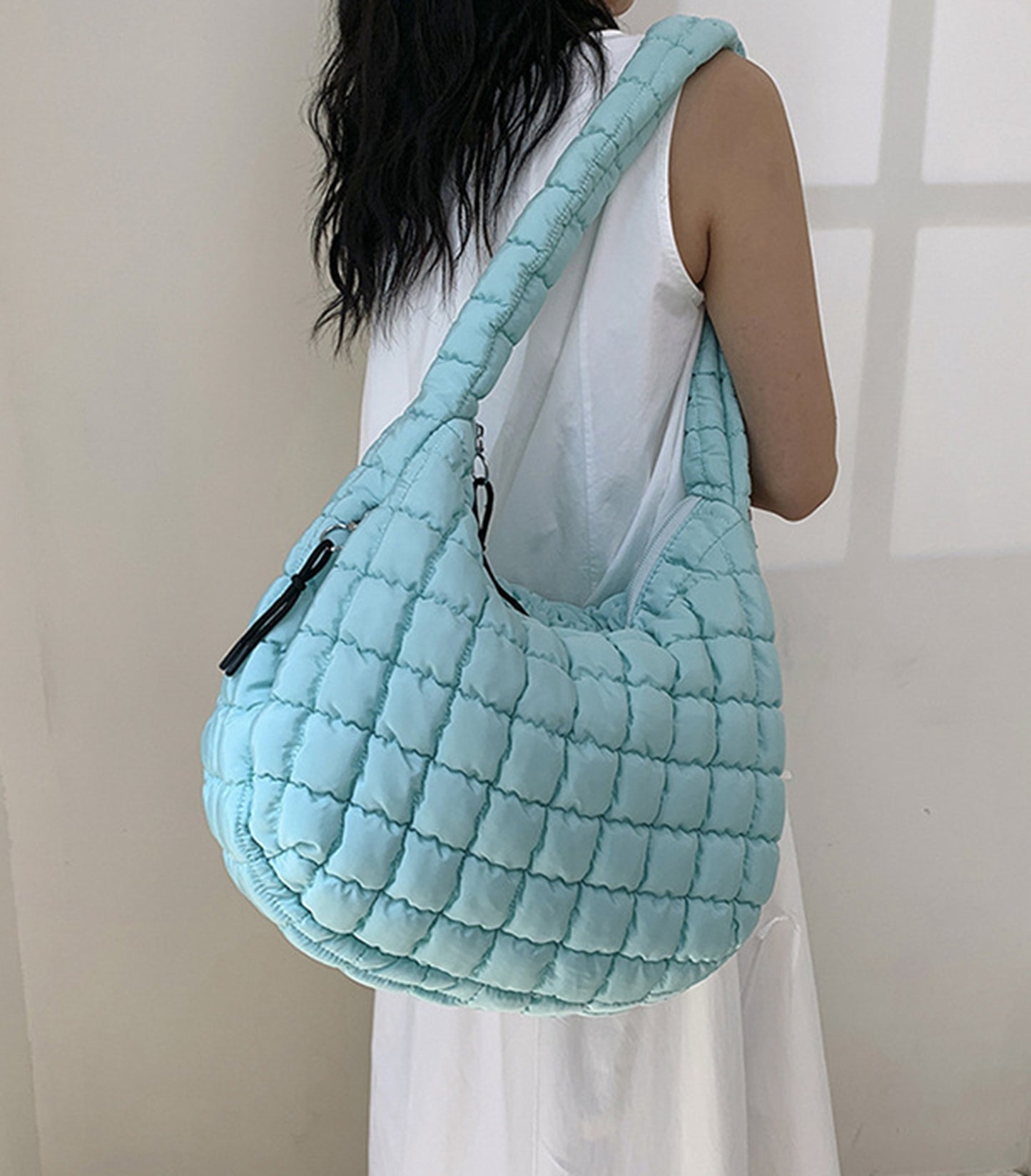 Hot pink quilted puffy  crossbody shoulder bag HB2400026