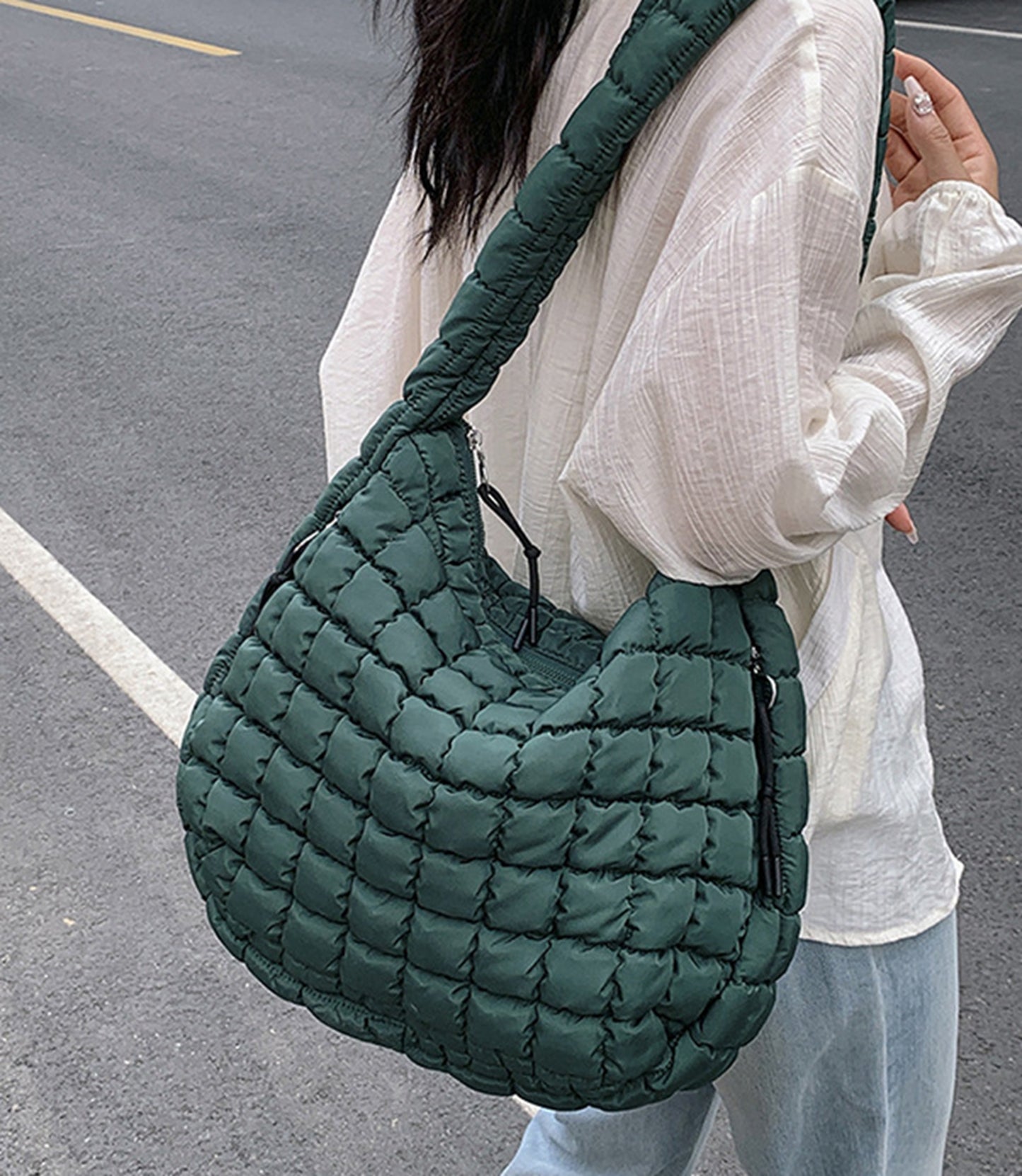 Hot pink quilted puffy  crossbody shoulder bag HB2400026