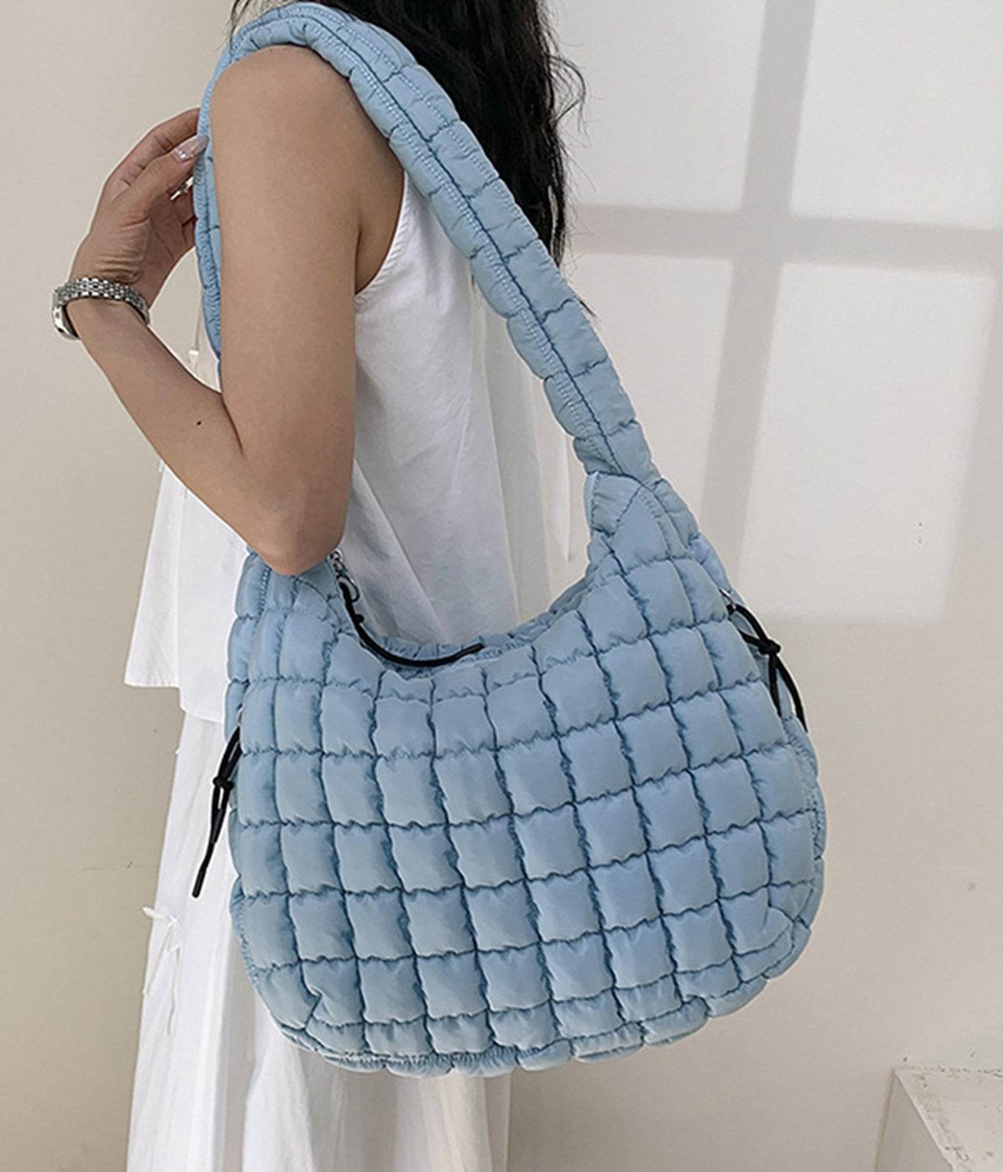 Hot pink quilted puffy  crossbody shoulder bag HB2400026