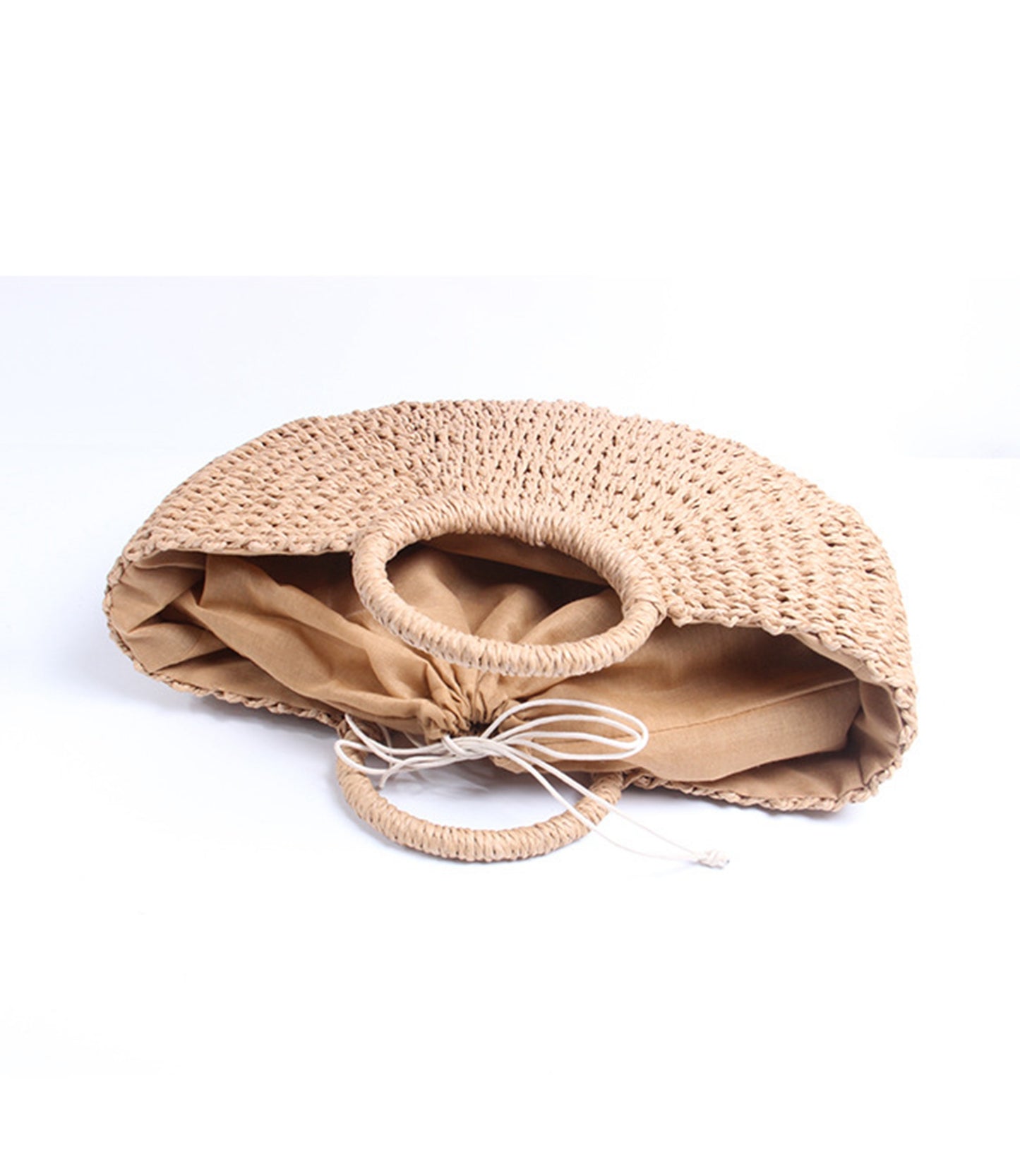 Straw handmade knitted summer beach tote handbag