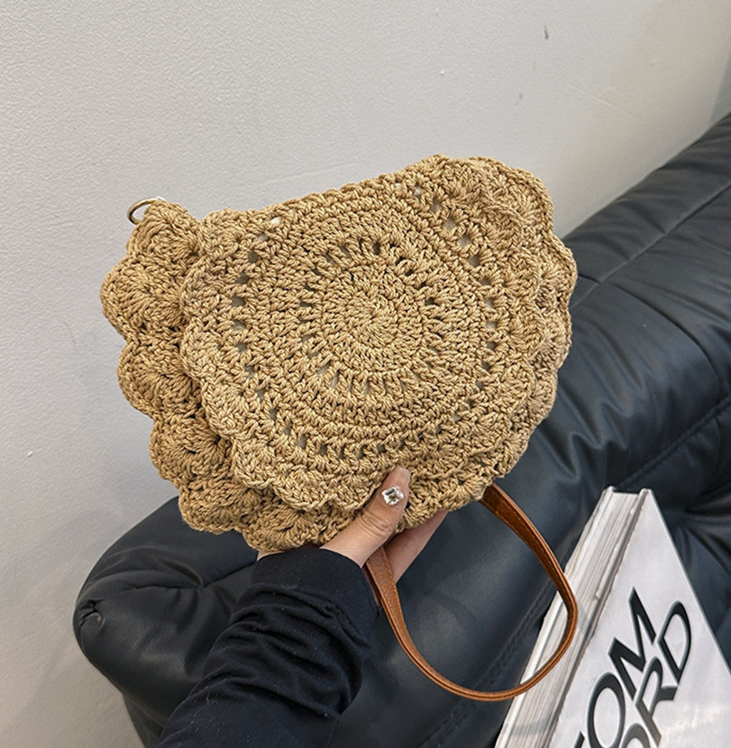 Cute handmade knitted summer beach crossbody handbag HB240006