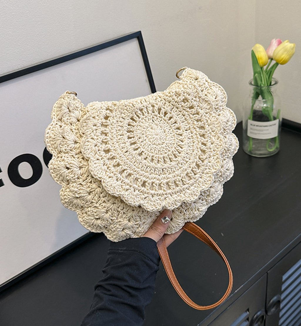 Cute handmade knitted summer beach crossbody handbag HB240006