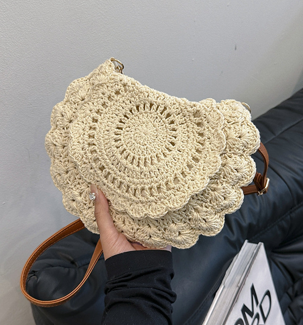 Cute handmade knitted summer beach crossbody handbag HB240006