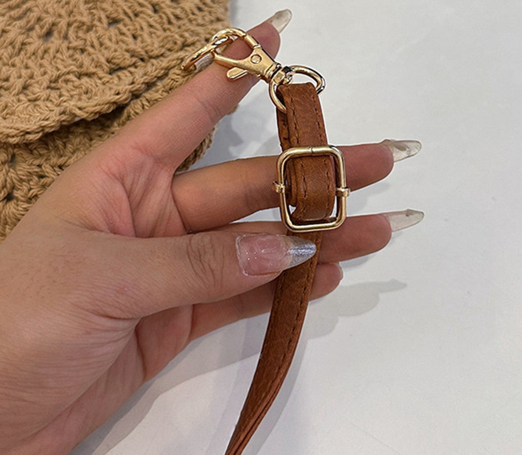 Cute handmade knitted summer beach crossbody handbag HB240006