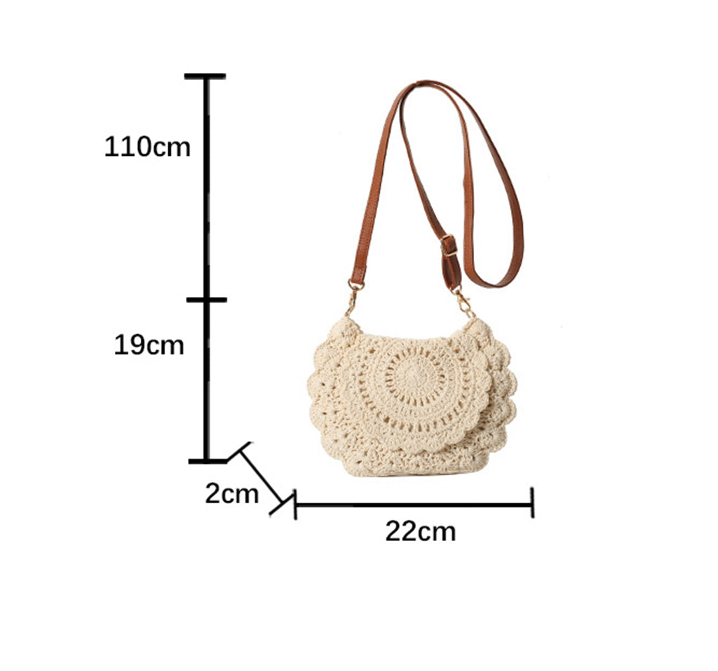 Cute handmade knitted summer beach crossbody handbag HB240006