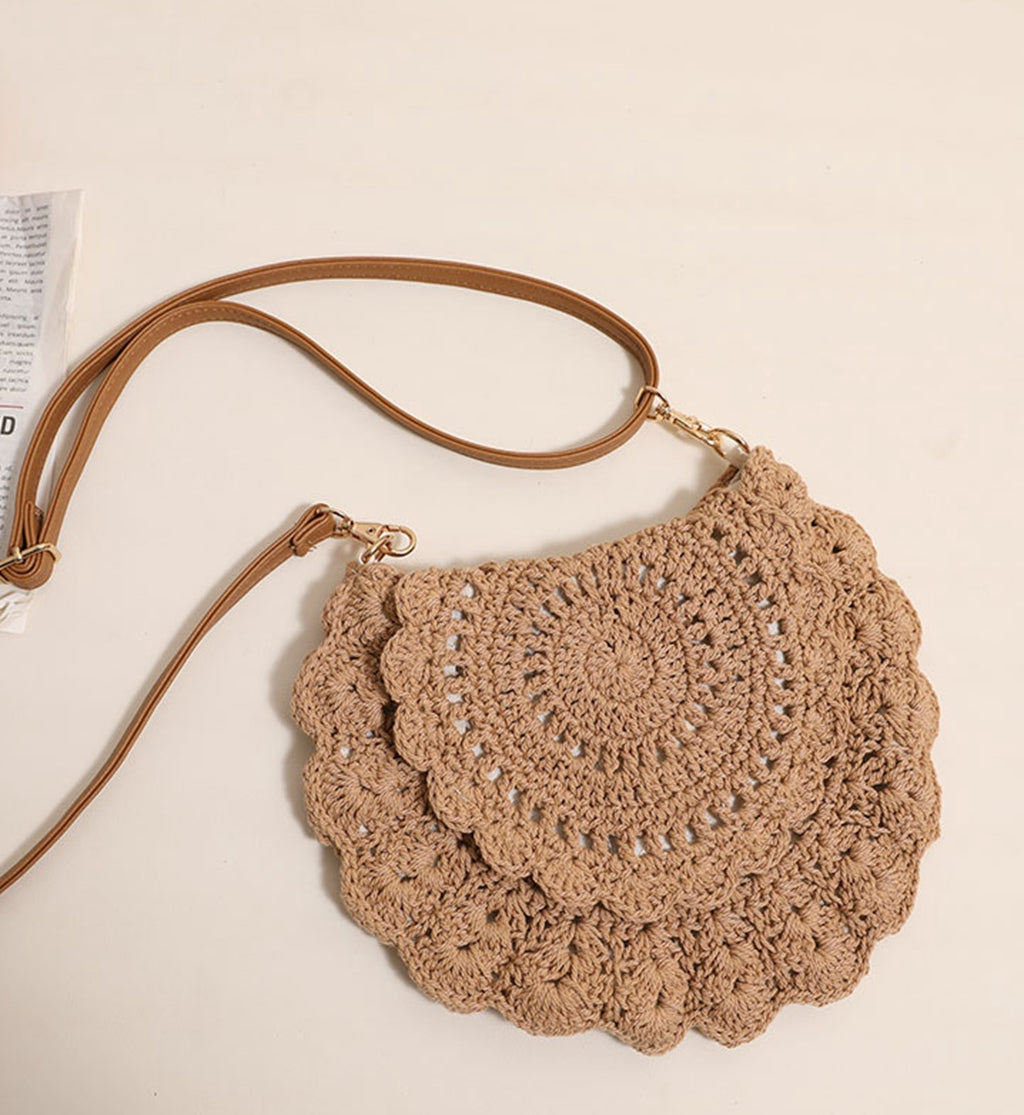 Cute handmade knitted summer beach crossbody handbag HB240006