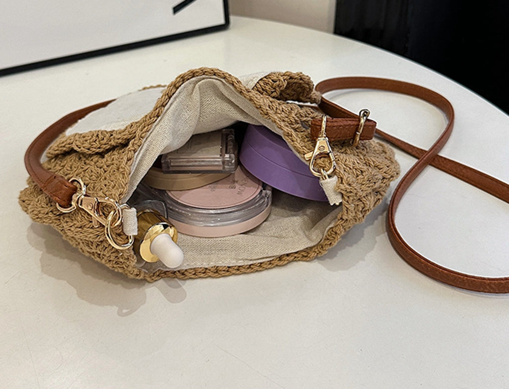 Cute handmade knitted summer beach crossbody handbag HB240006