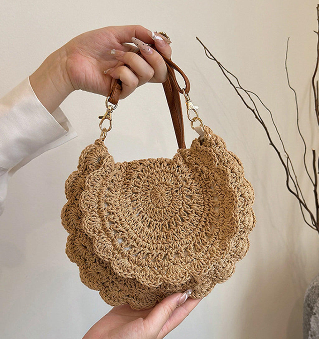 Cute handmade knitted summer beach crossbody handbag HB240006