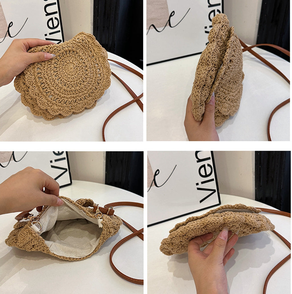 Cute handmade knitted summer beach crossbody handbag HB240006