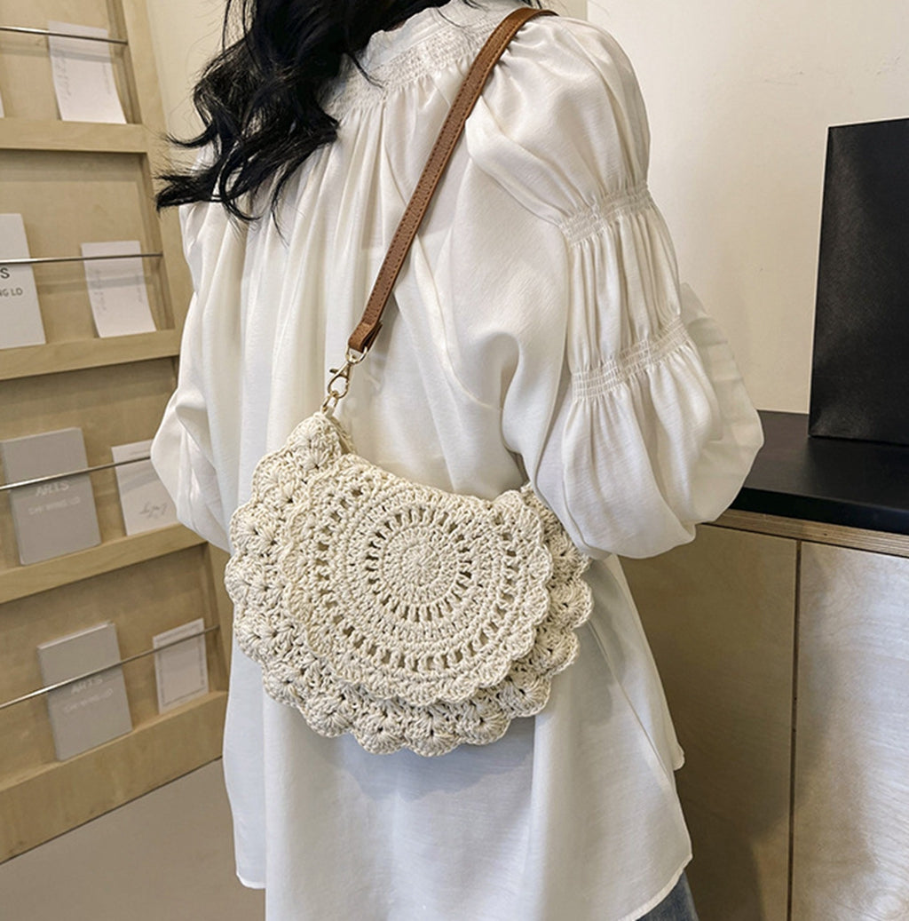 Cute handmade knitted summer beach crossbody handbag HB240006