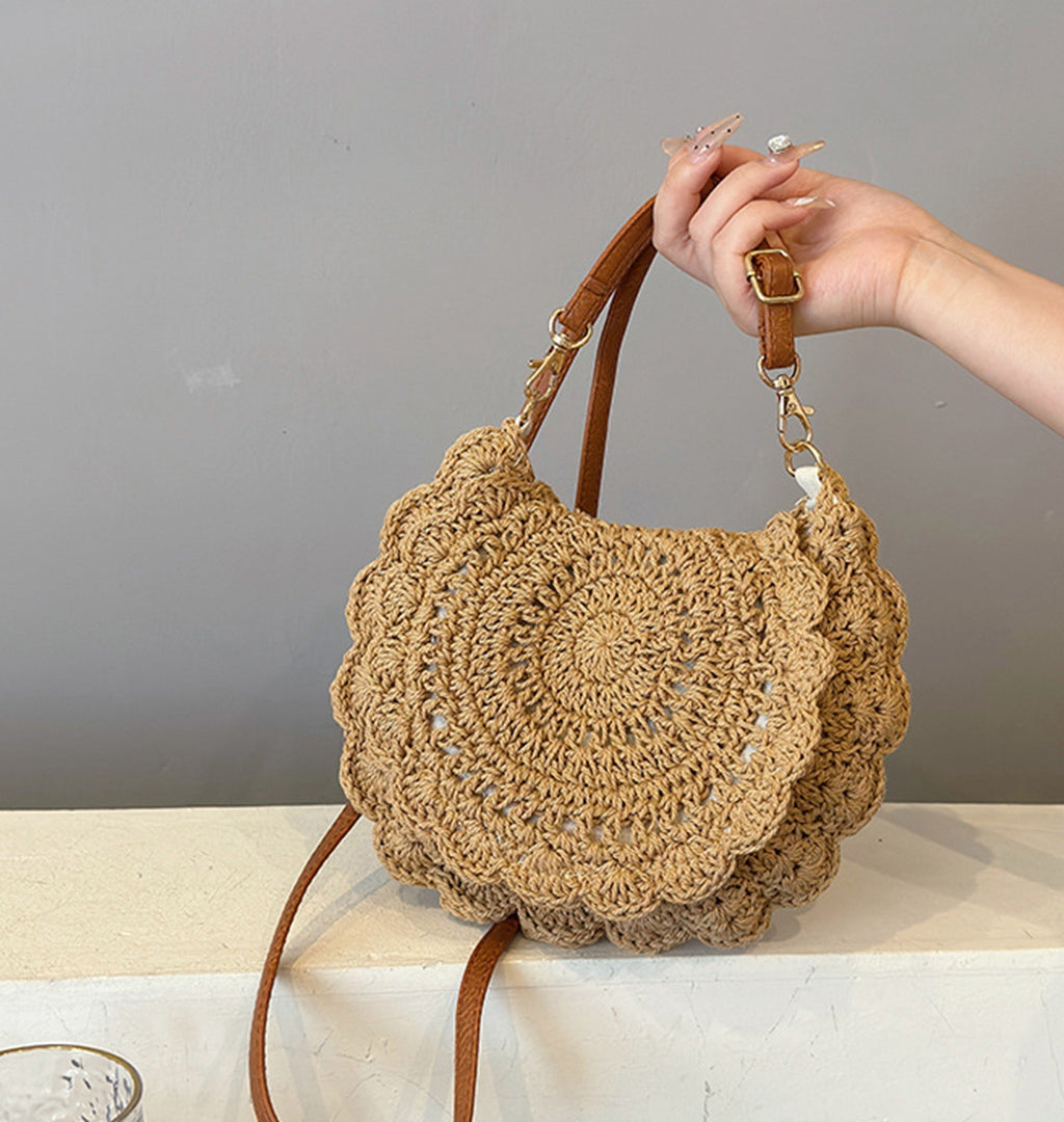 Cute handmade knitted summer beach crossbody handbag HB240006