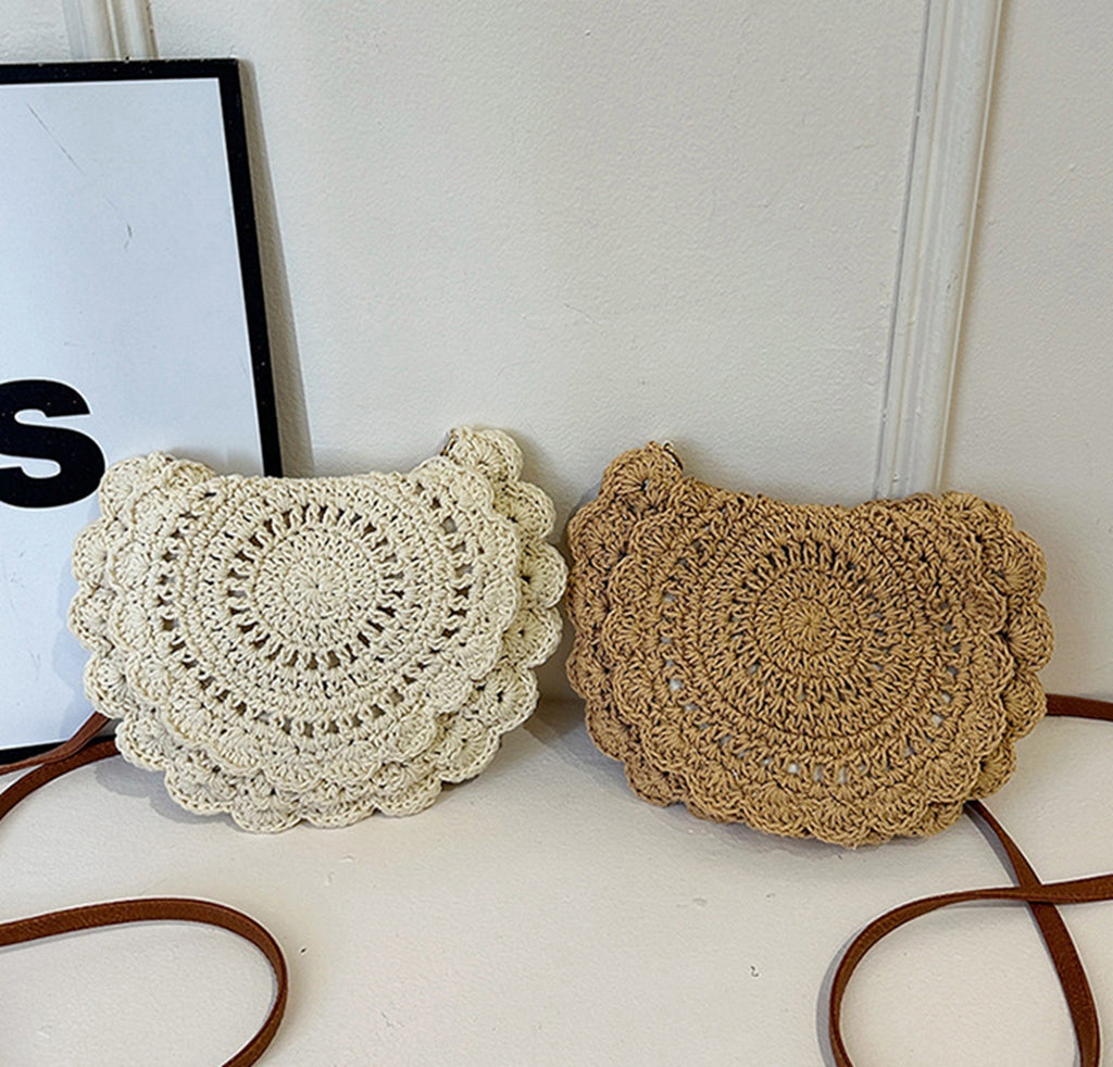 Cute handmade knitted summer beach crossbody handbag HB240006