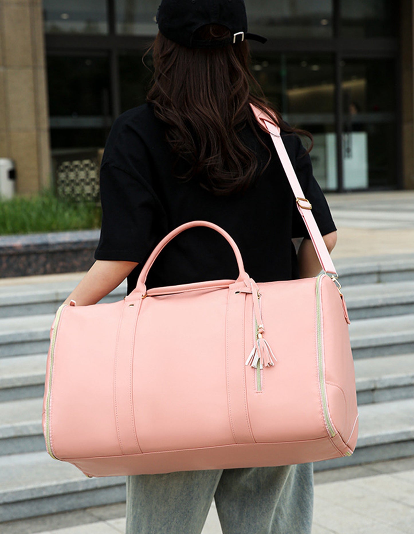 Large PU Leather Travel Garment Duffel Bag for Women