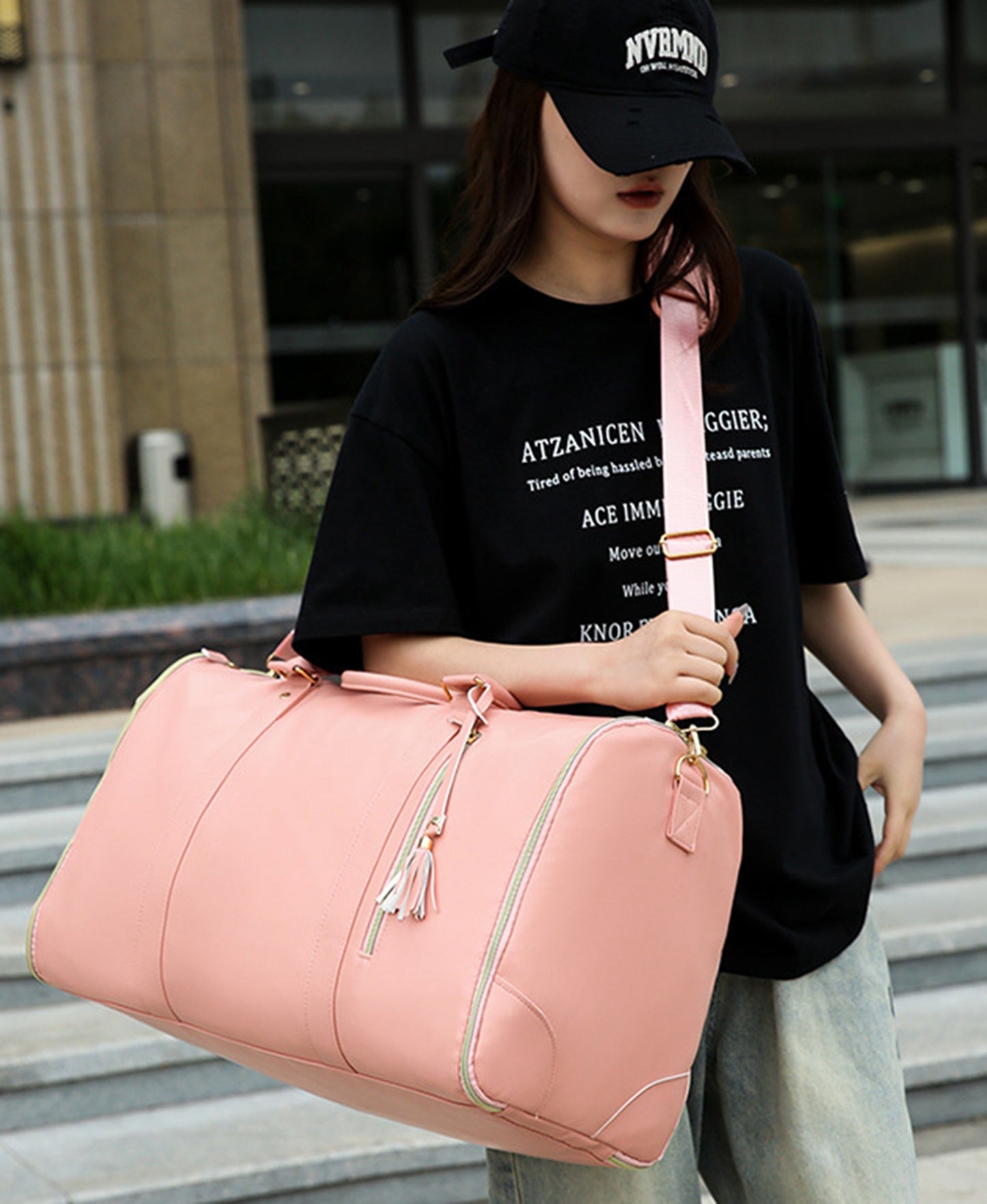 Large PU Leather Travel Garment Duffel Bag for Women