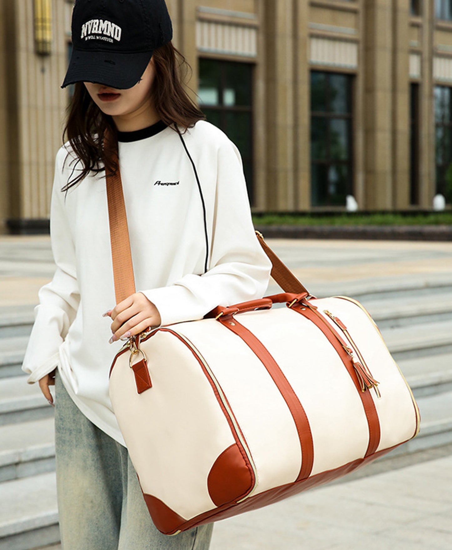 Large PU Leather Travel Garment Duffel Bag for Women