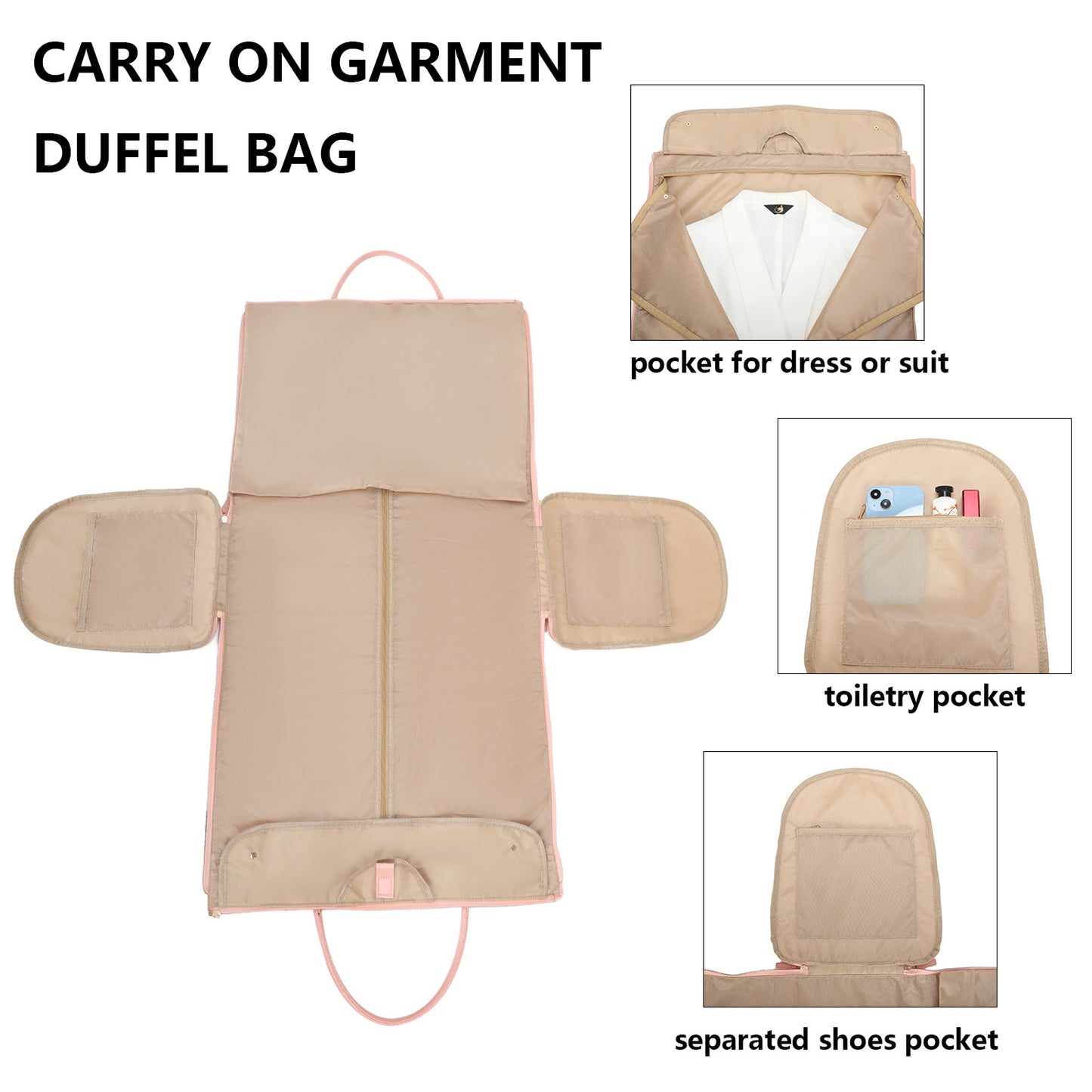 Large PU Leather Travel Garment Duffel Bag for Women