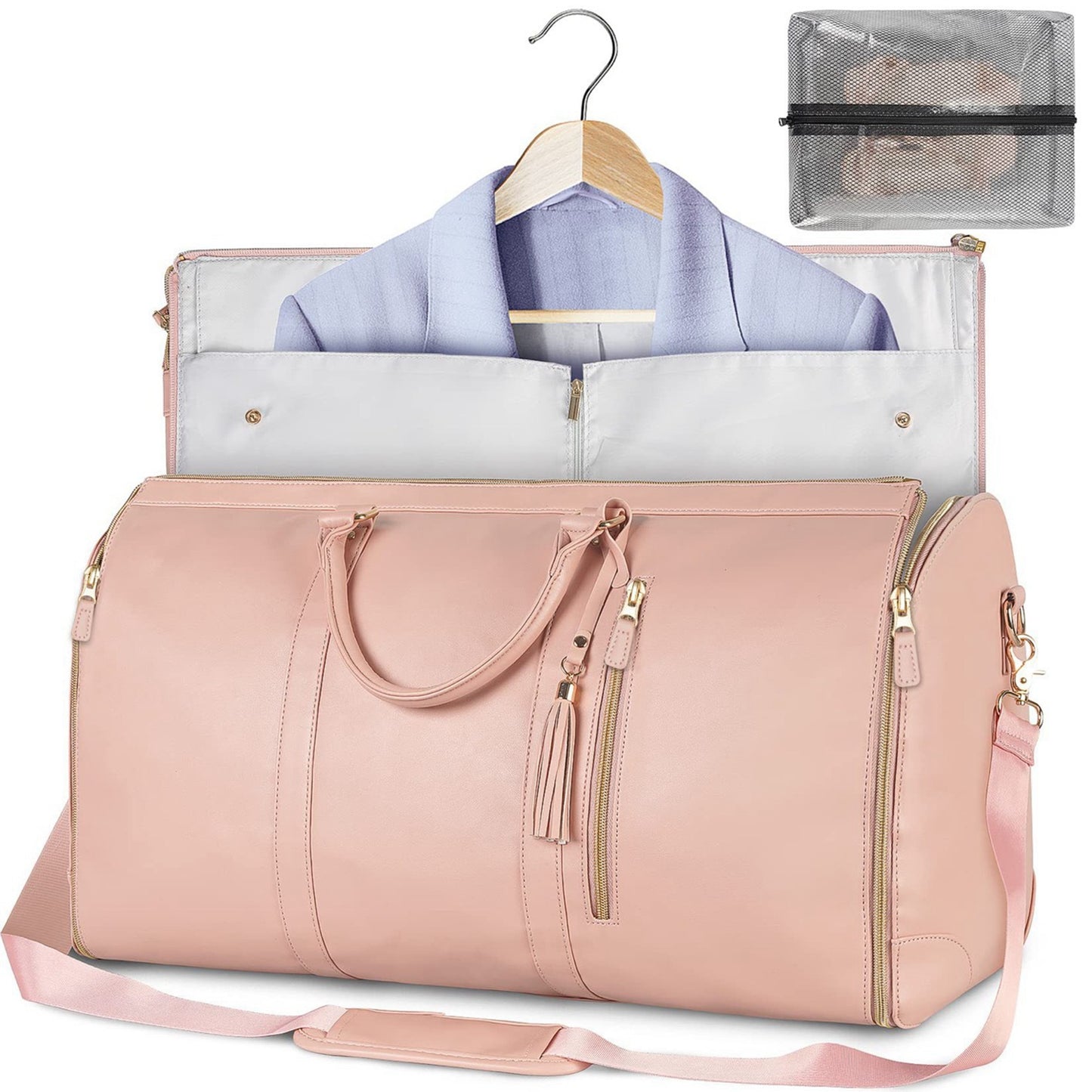 Large PU Leather Travel Garment Duffel Bag for Women