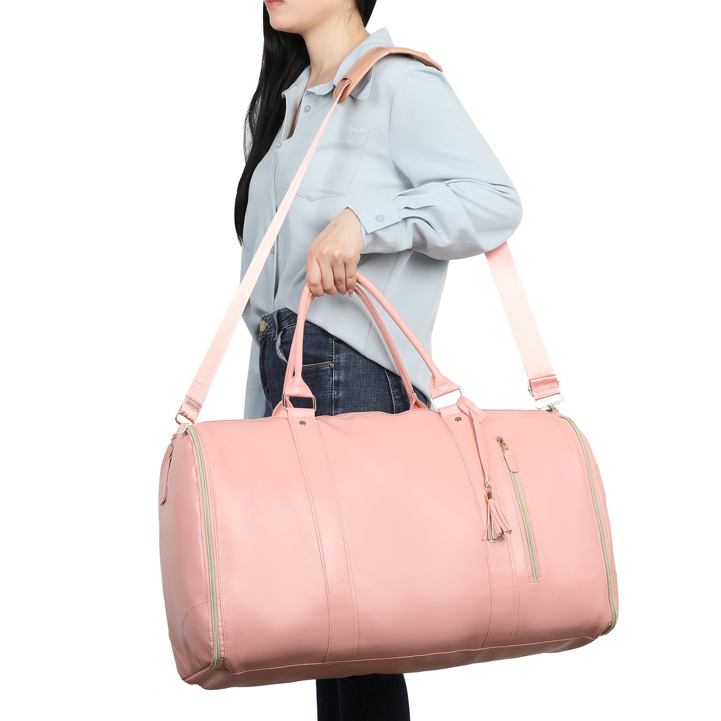 Large PU Leather Travel Garment Duffel Bag for Women
