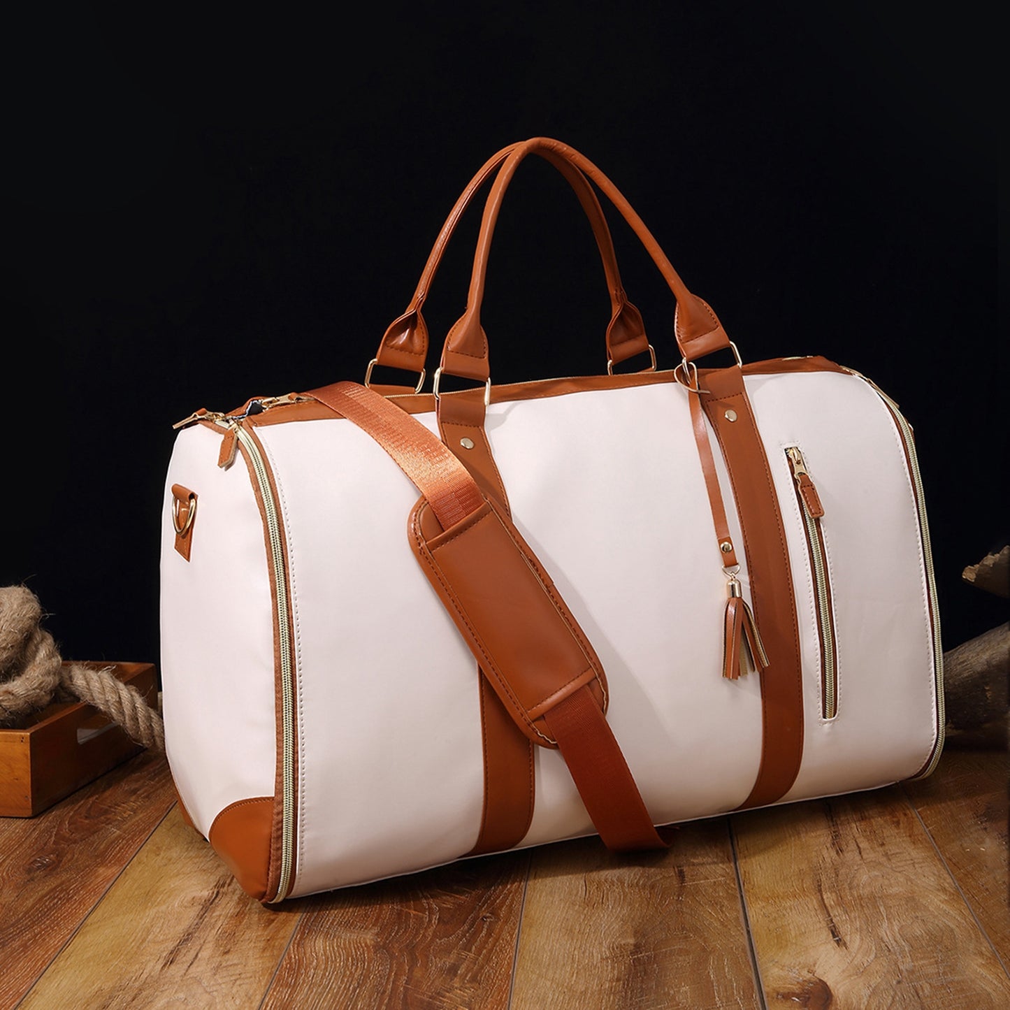 Large PU Leather Travel Garment Duffel Bag for Women