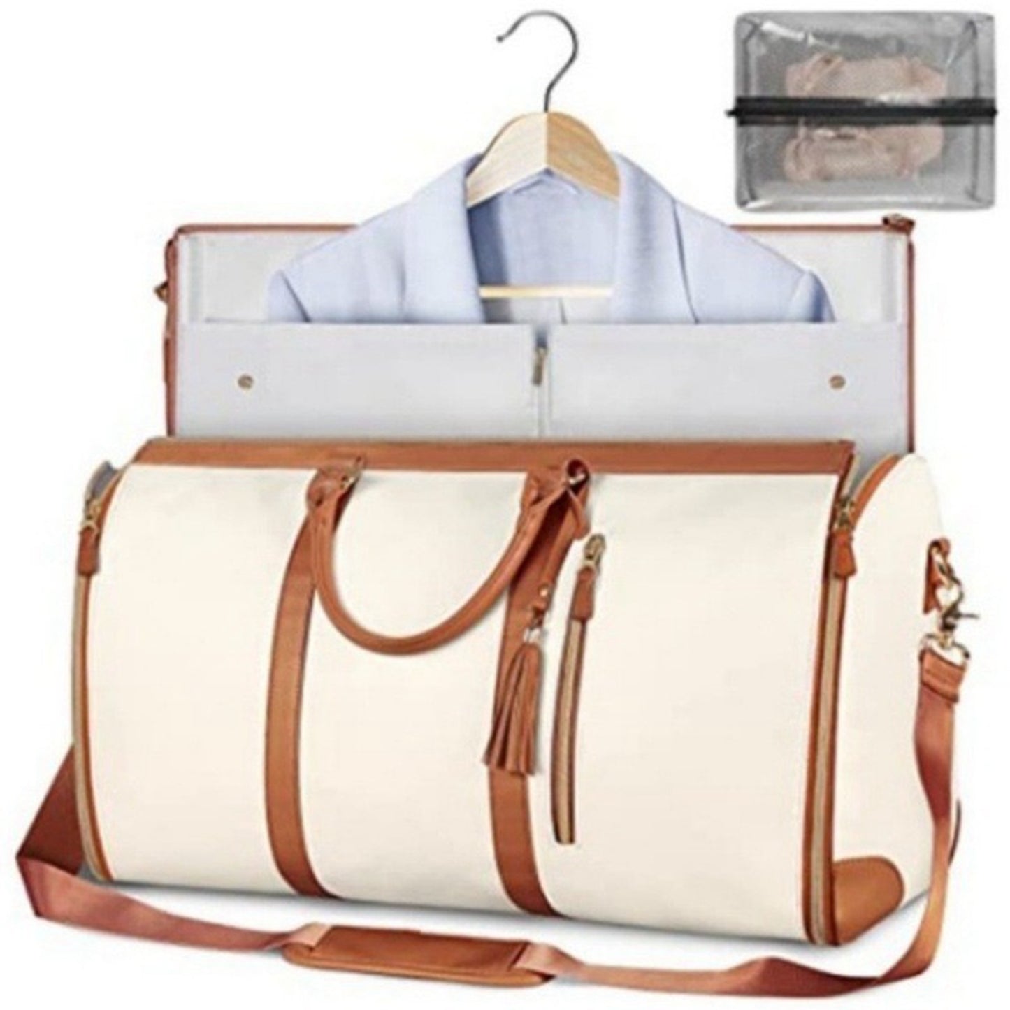 Large PU Leather Travel Garment Duffel Bag for Women