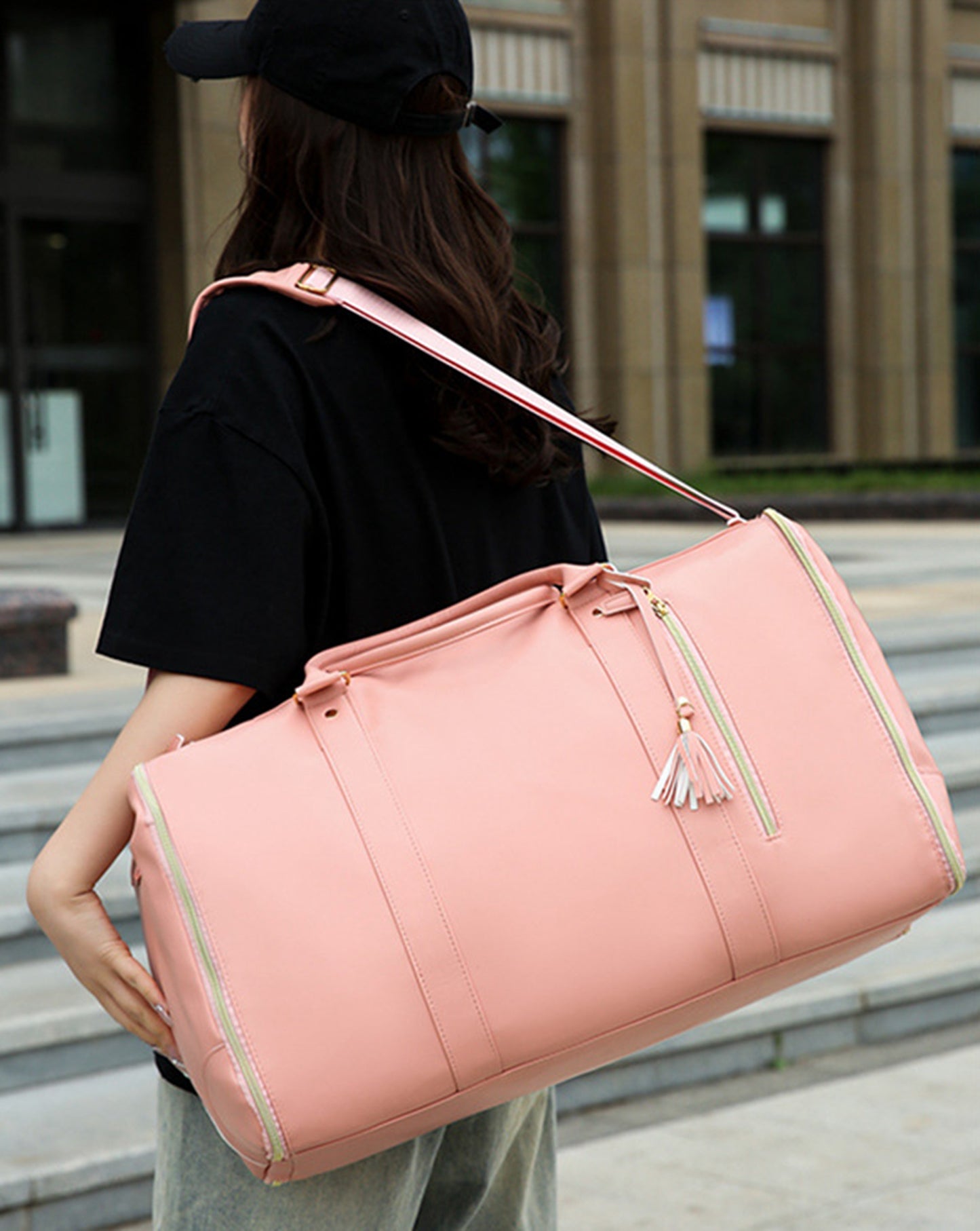 Large PU Leather Travel Garment Duffel Bag for Women
