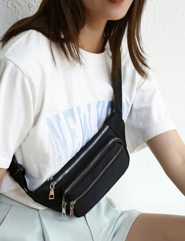 Navy nylon fanny waist pack crossbody purse for shopping travel