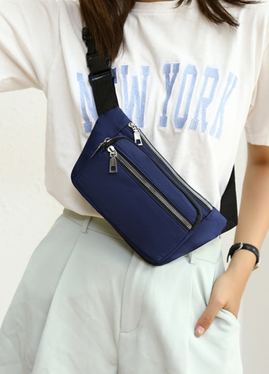 Navy nylon fanny waist pack crossbody purse for shopping travel