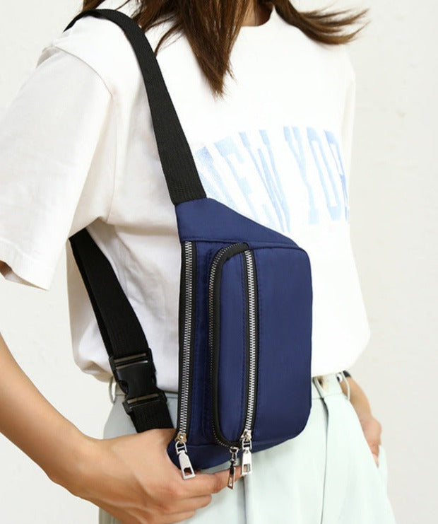 Navy nylon fanny waist pack crossbody purse for shopping travel