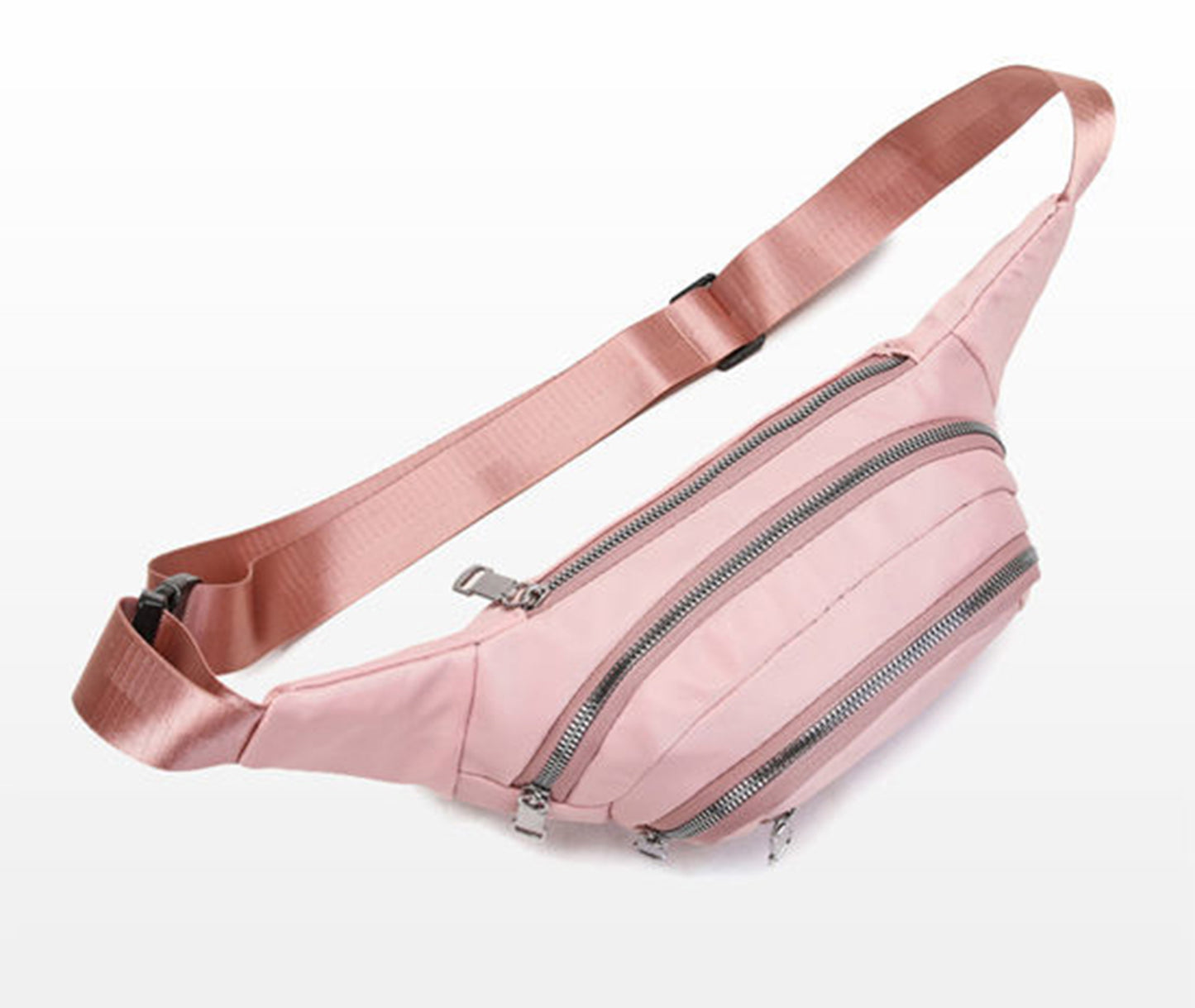 Hot pink nylon crossbody fanny waist pack purse for daily outings