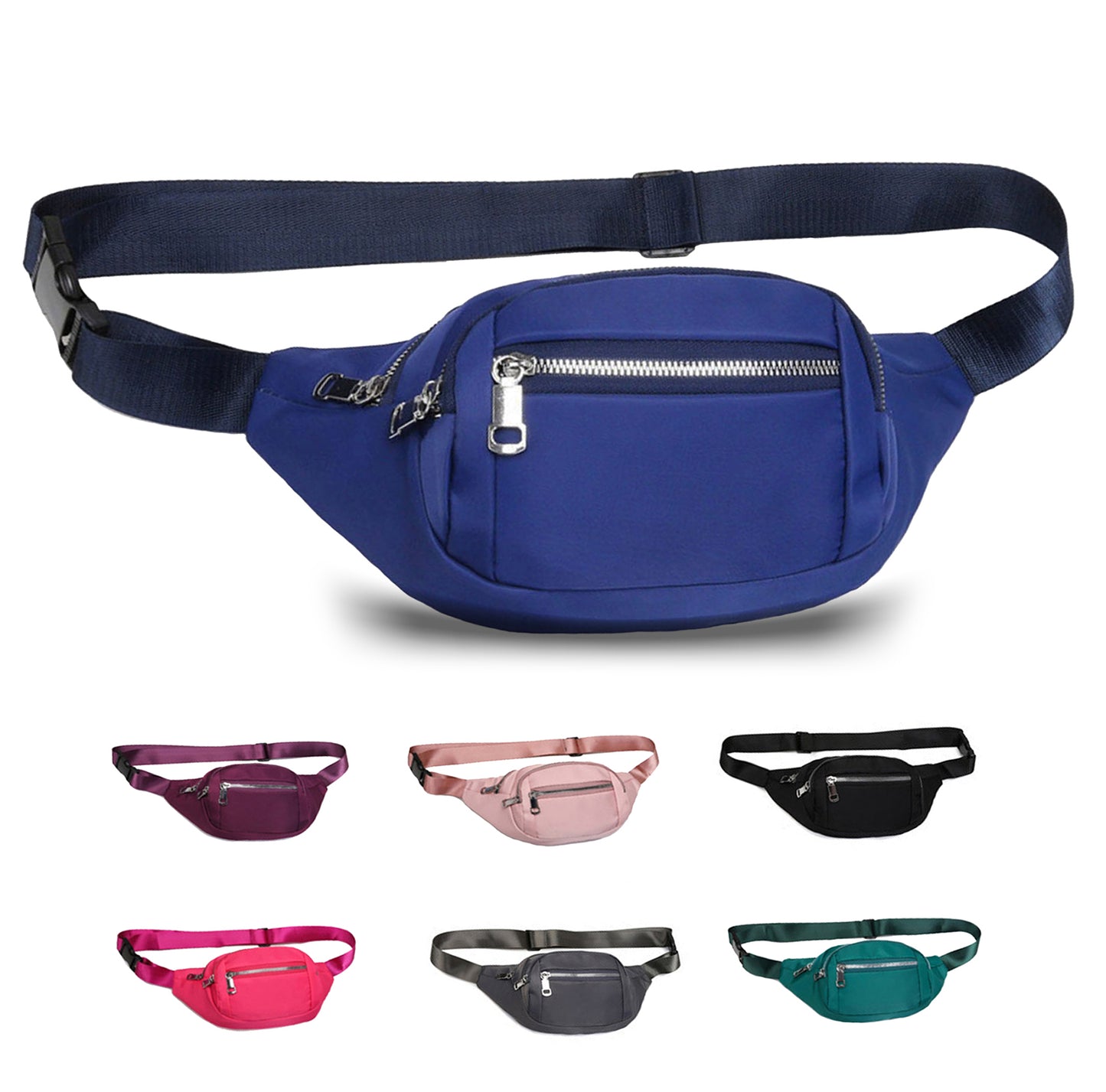 Hot pink nylon crossbody fanny waist pack purse for daily outings