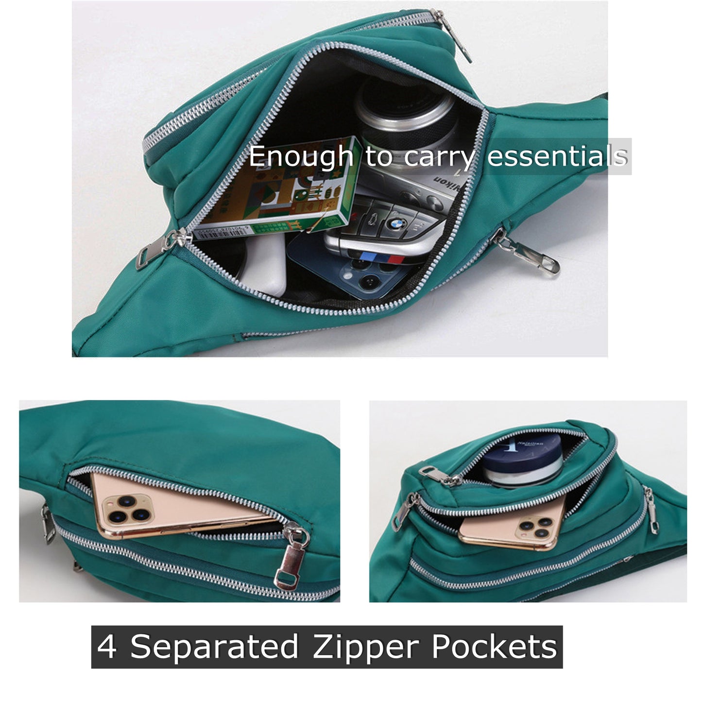 Hot pink nylon crossbody fanny waist pack purse for daily outings