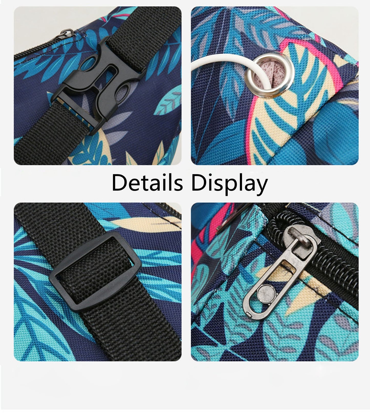 Printed floral nylon fanny waist pack purse for shopping outings travel hiking