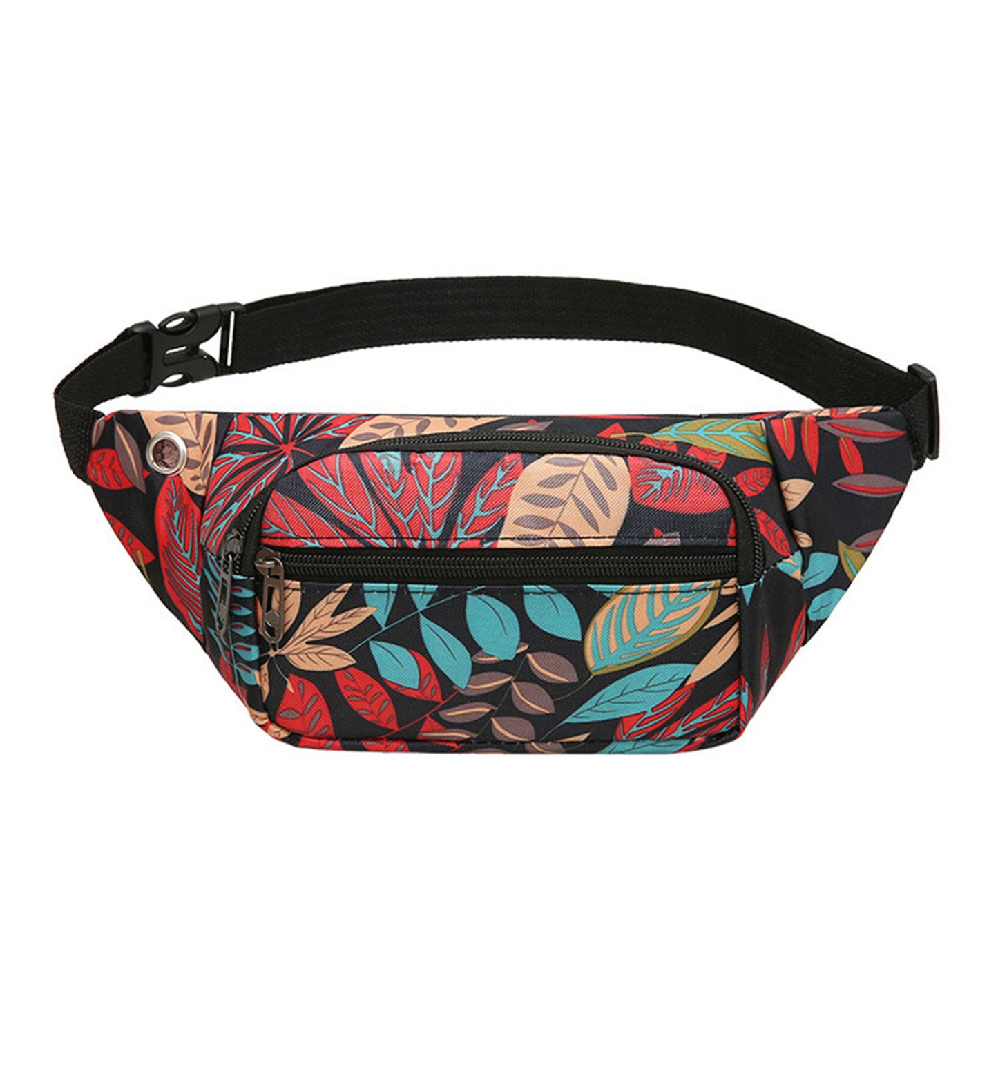 Printed floral nylon fanny waist pack purse for shopping outings travel hiking