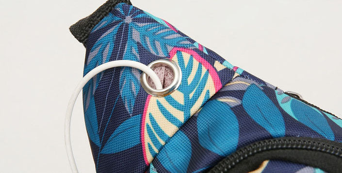 Printed floral nylon fanny waist pack purse for shopping outings travel hiking