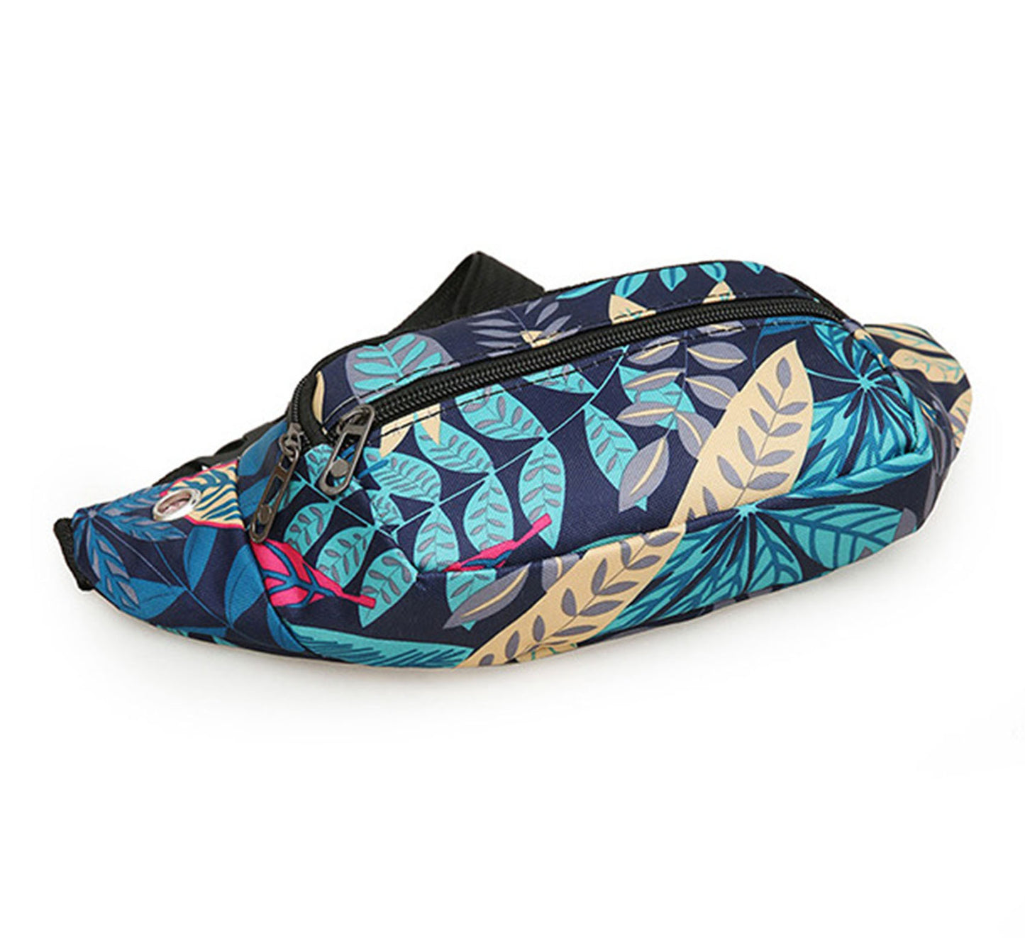 Printed floral nylon fanny waist pack purse for shopping outings travel hiking